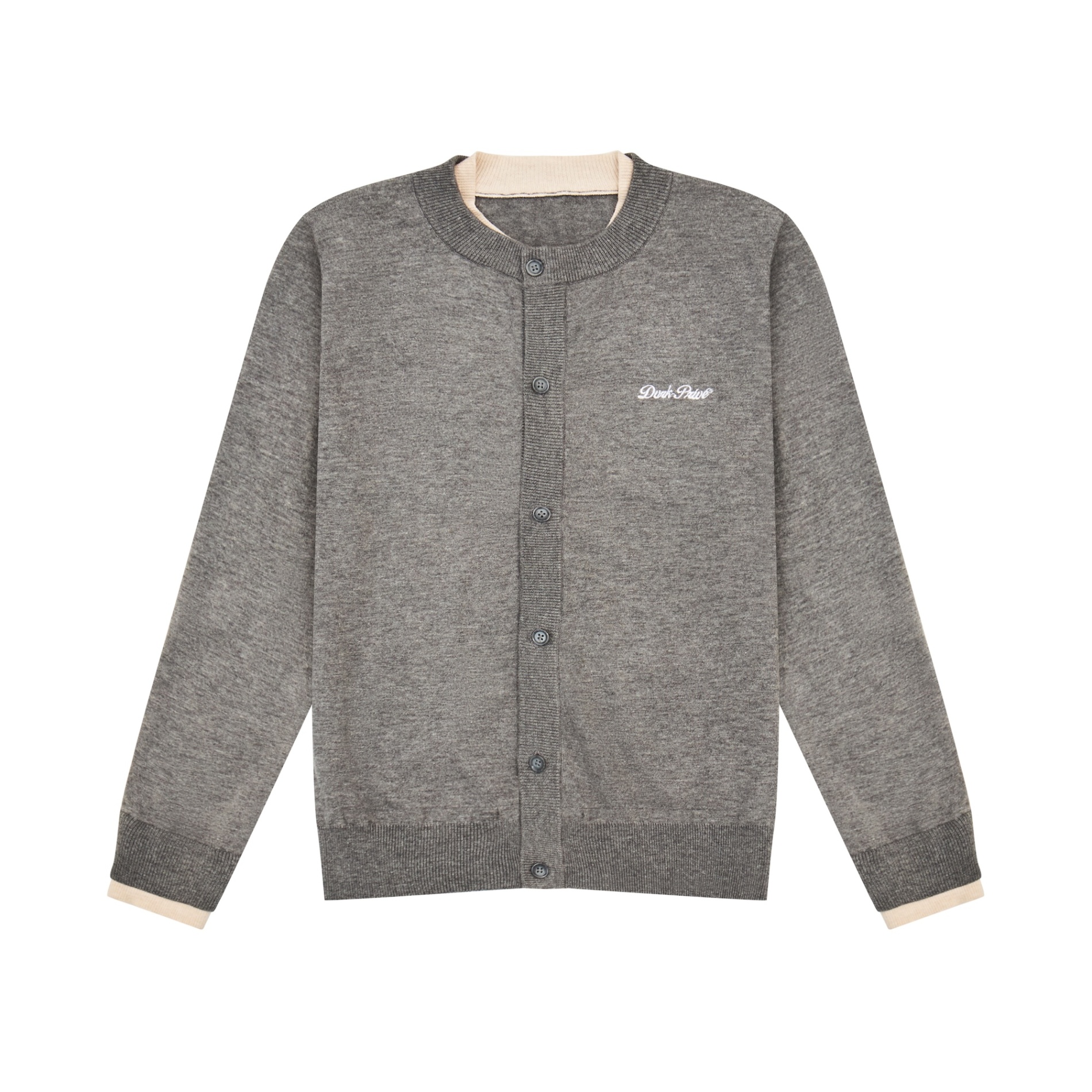 DVRK PRIVÉ DOUBLE LAYER KNITTED CARDIGAN - GREY / CREAM