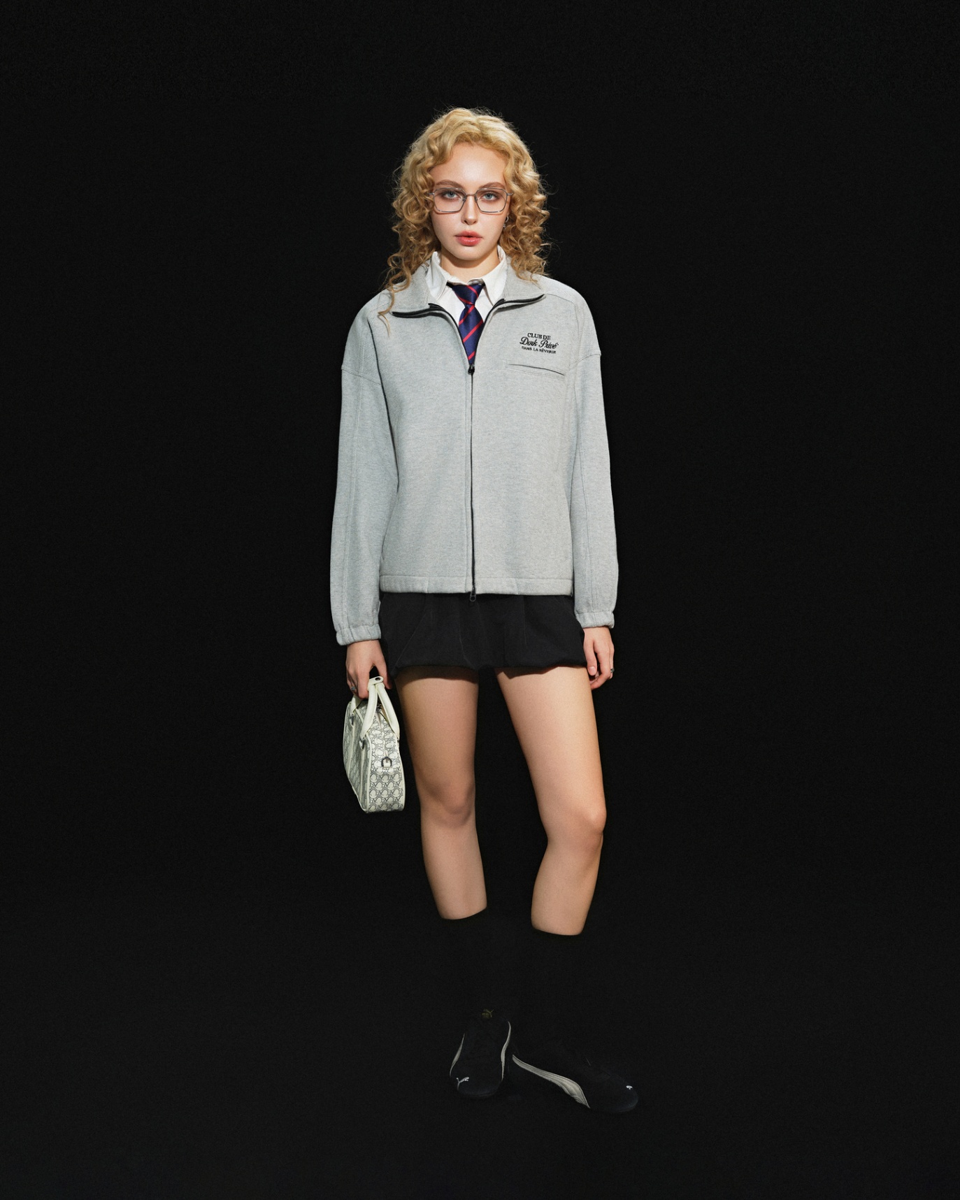 DVRK PRIVÉ RÊVERIE HIGH NECK ZIP UP JACKET - GREY