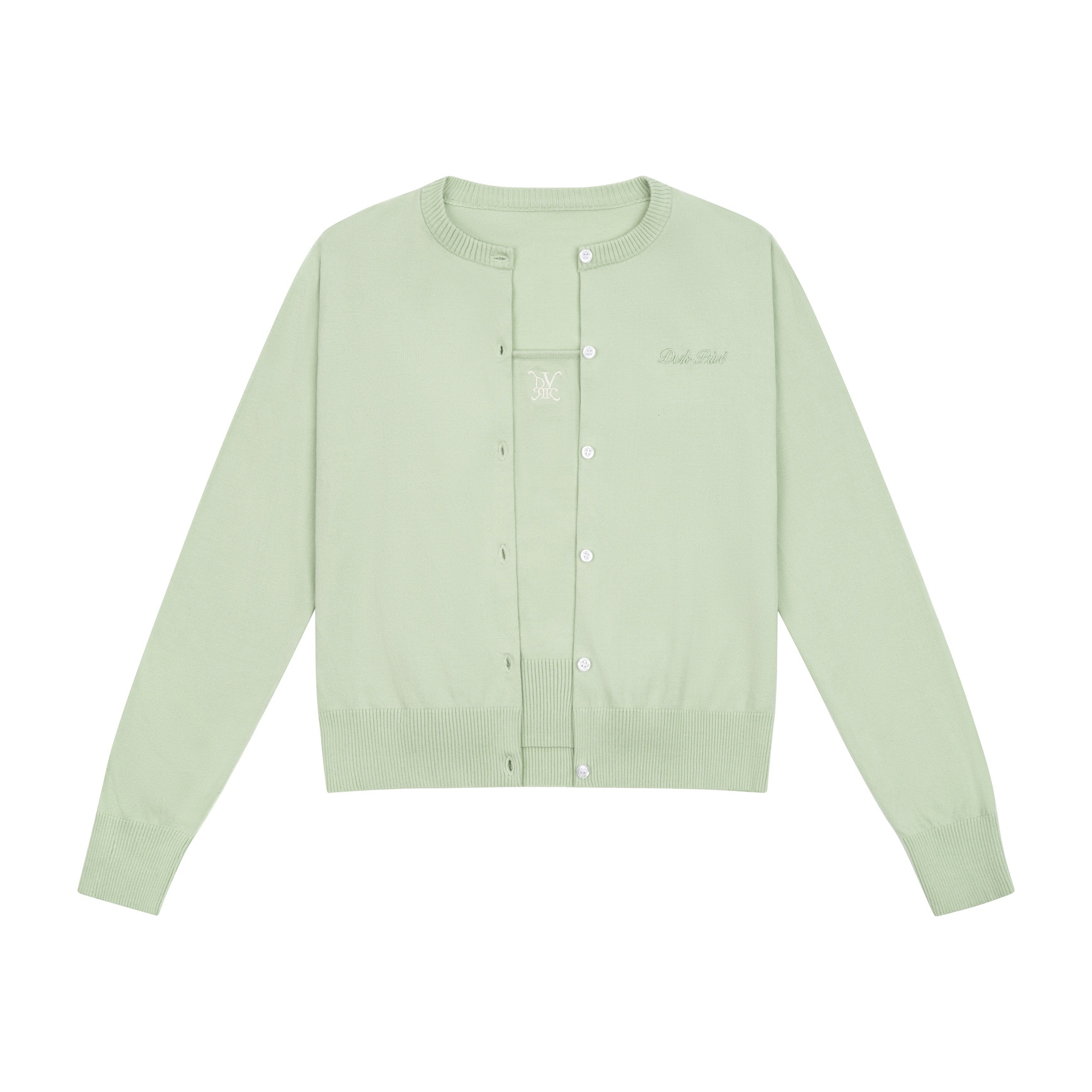 DVRK PRIVÉ BASIC CARDIGAN KNIT SET - LIGHT GREEN 1