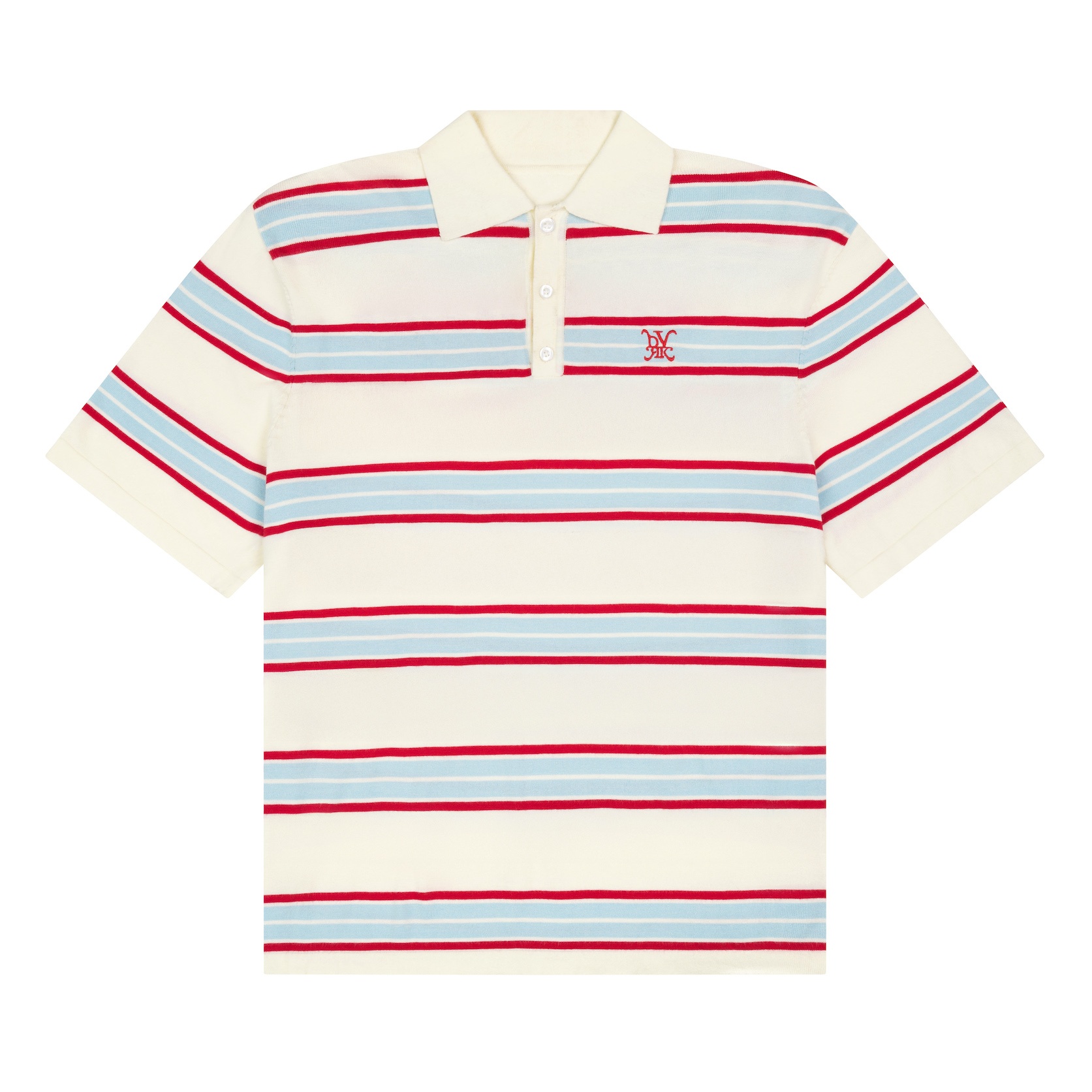DVRK PRIVÉ STRIPE KNIT POLO - WHITE