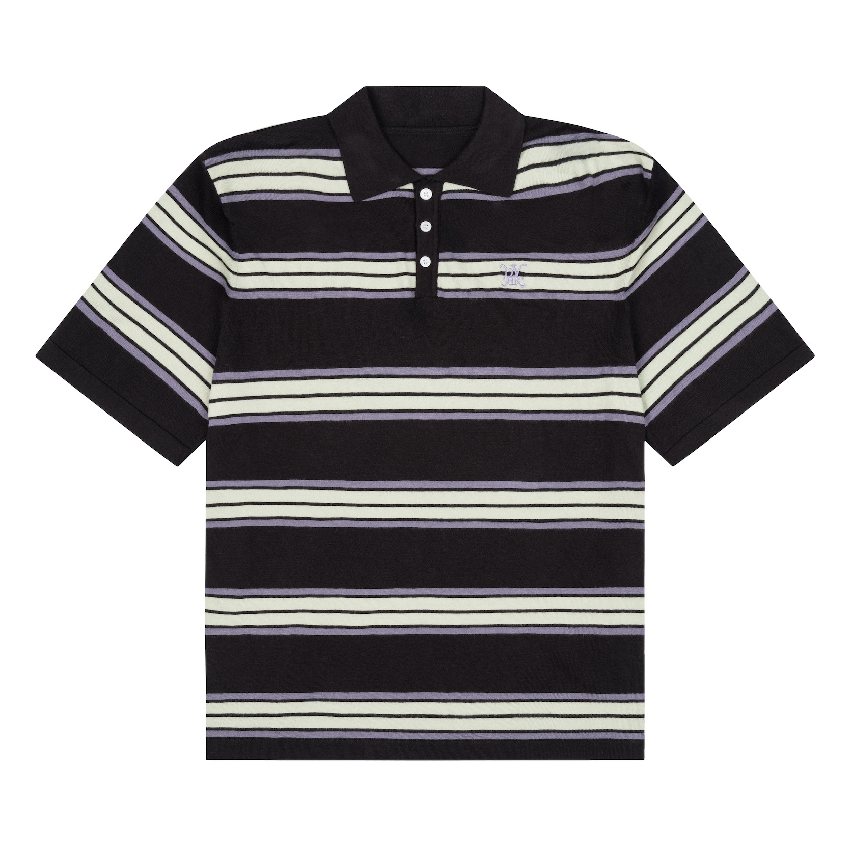 DVRK PRIVÉ STRIPE KNIT POLO - BLACK