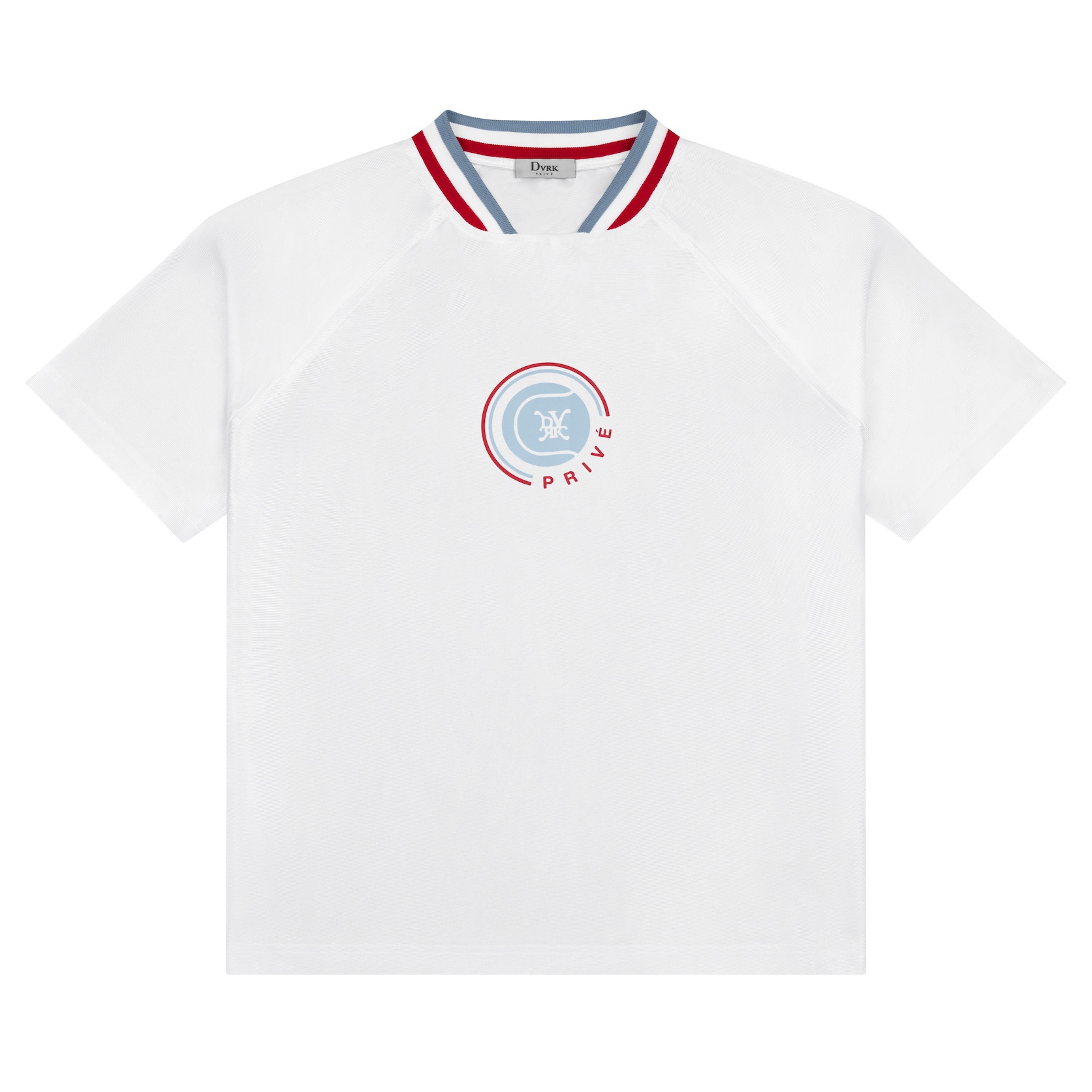 DVRK PRIVÉ BASEBALL STRIPE NECK TEE - WHITE