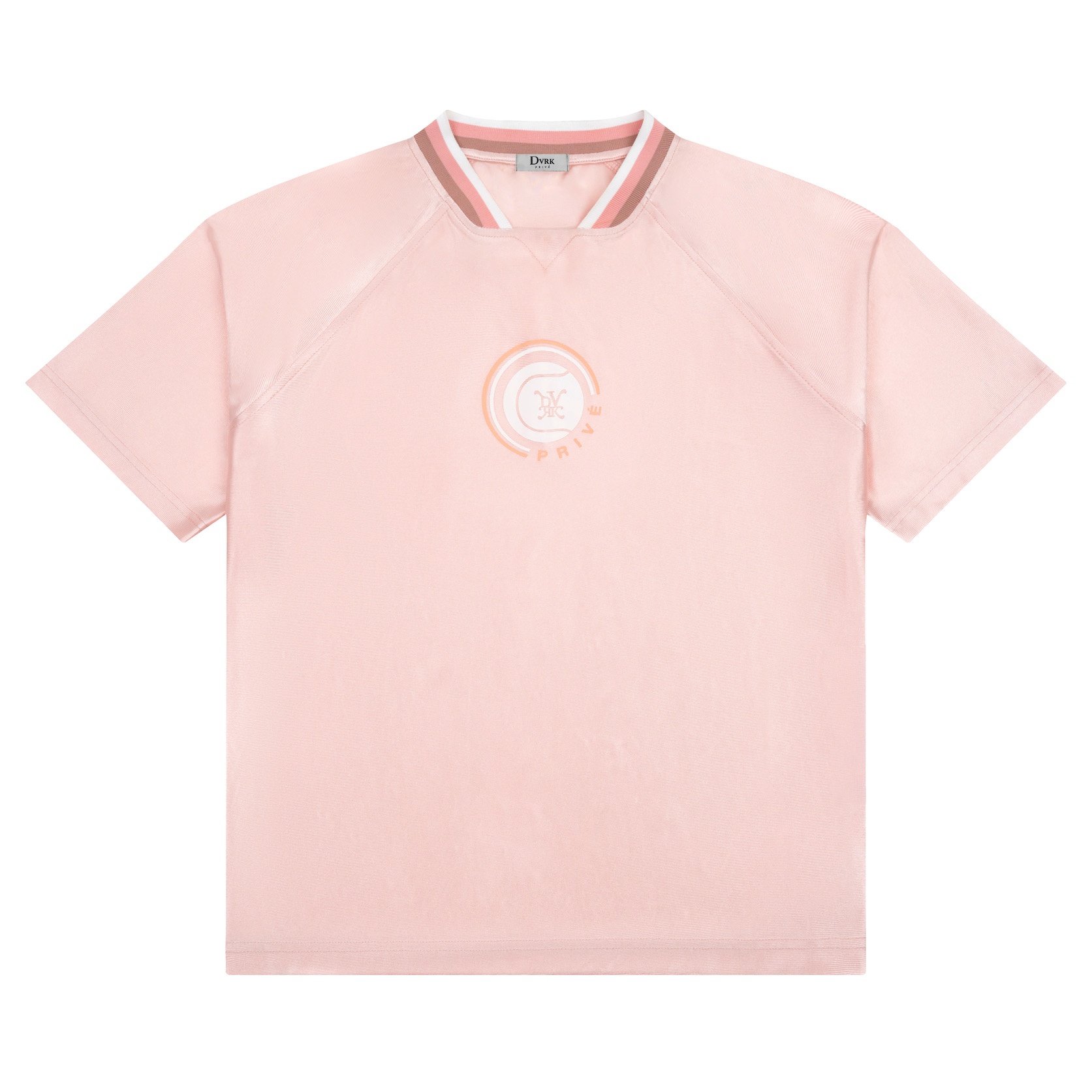 DVRK PRIVÉ BASEBALL STRIPE NECK TEE - PINK