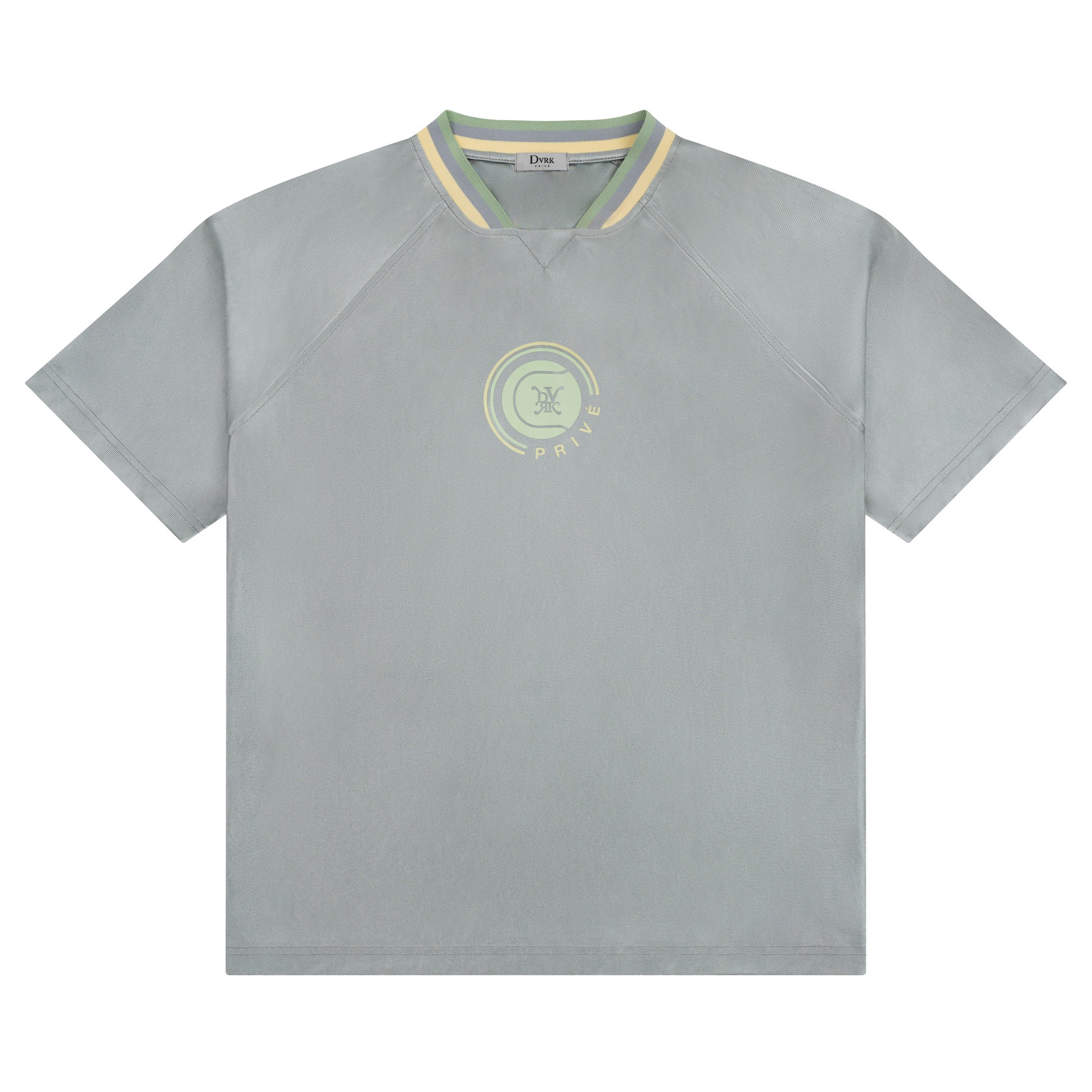 DVRK PRIVÉ BASEBALL STRIPE NECK TEE - GREY