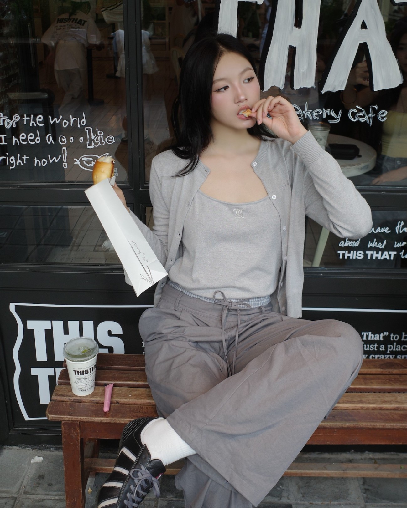 DVRK PRIVÉ BASIC CARDIGAN KNIT SET - LIGHT GRAY