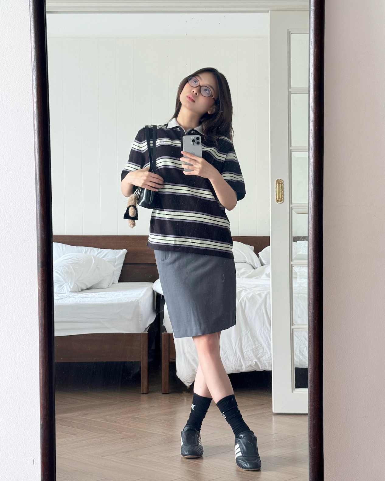 DVRK PRIVÉ STRIPE KNIT POLO - BLACK