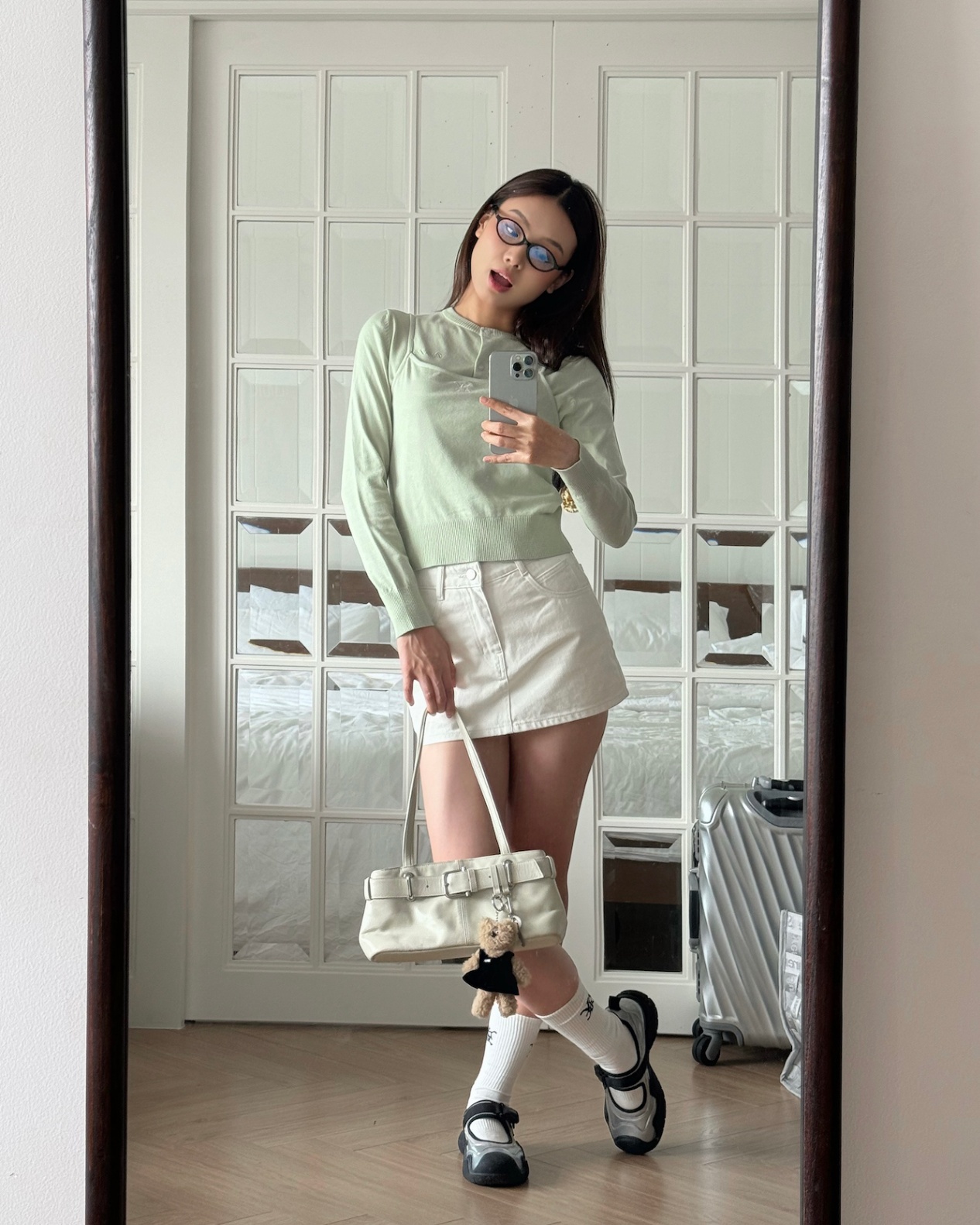 DVRK PRIVÉ BASIC CARDIGAN KNIT SET - LIGHT GREEN