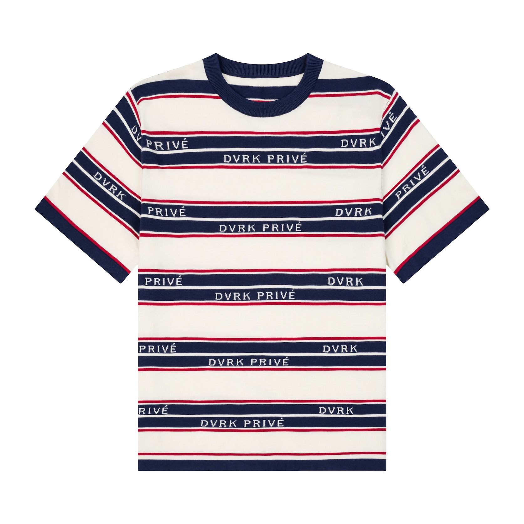 DVRK PRIVÉ BAR STRIPE LOGO KNIT TEE - NAVY/ WHITE - M 1