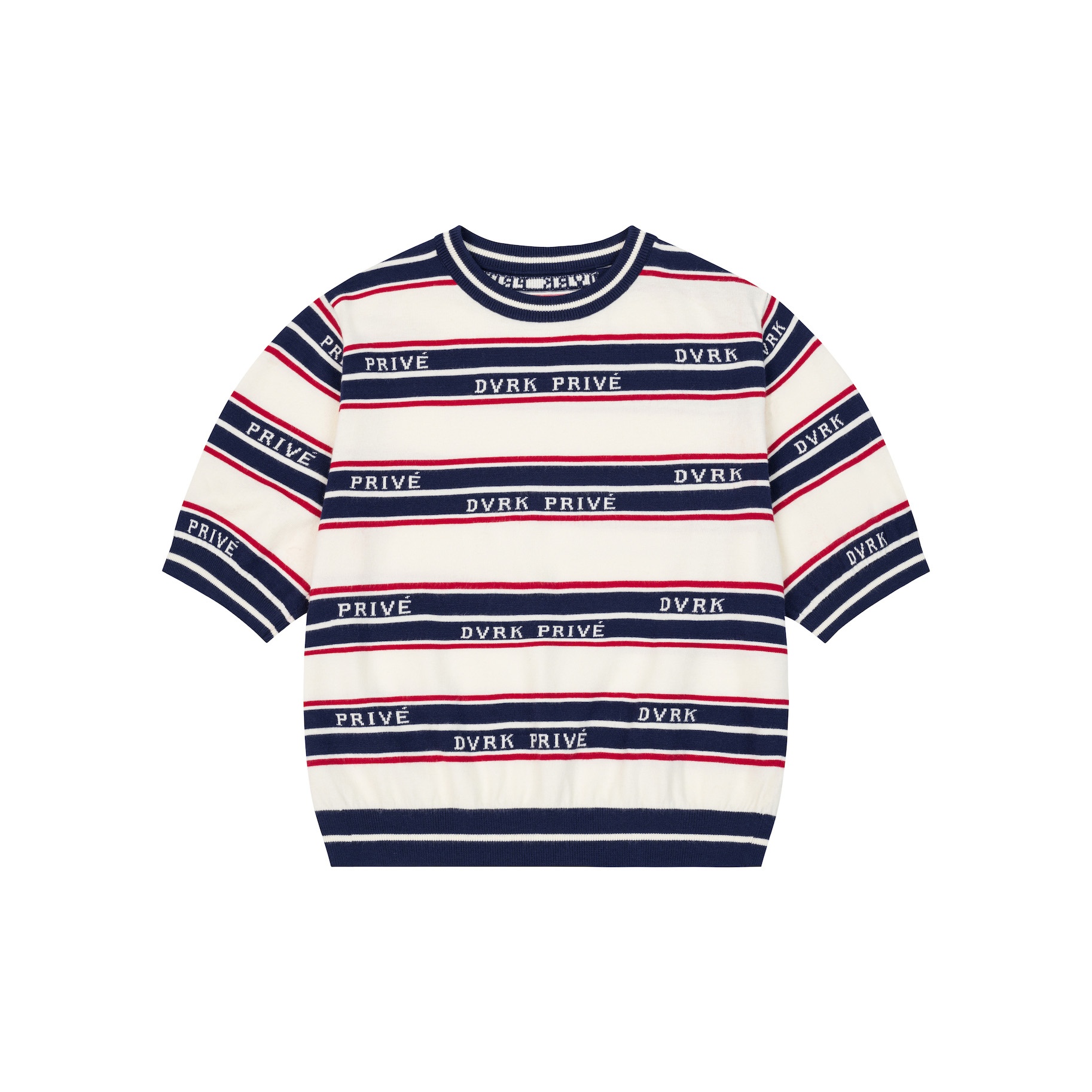 DVRK PRIVÉ STRIPE LOGO KNIT TEE (W) - NAVY/WHITE