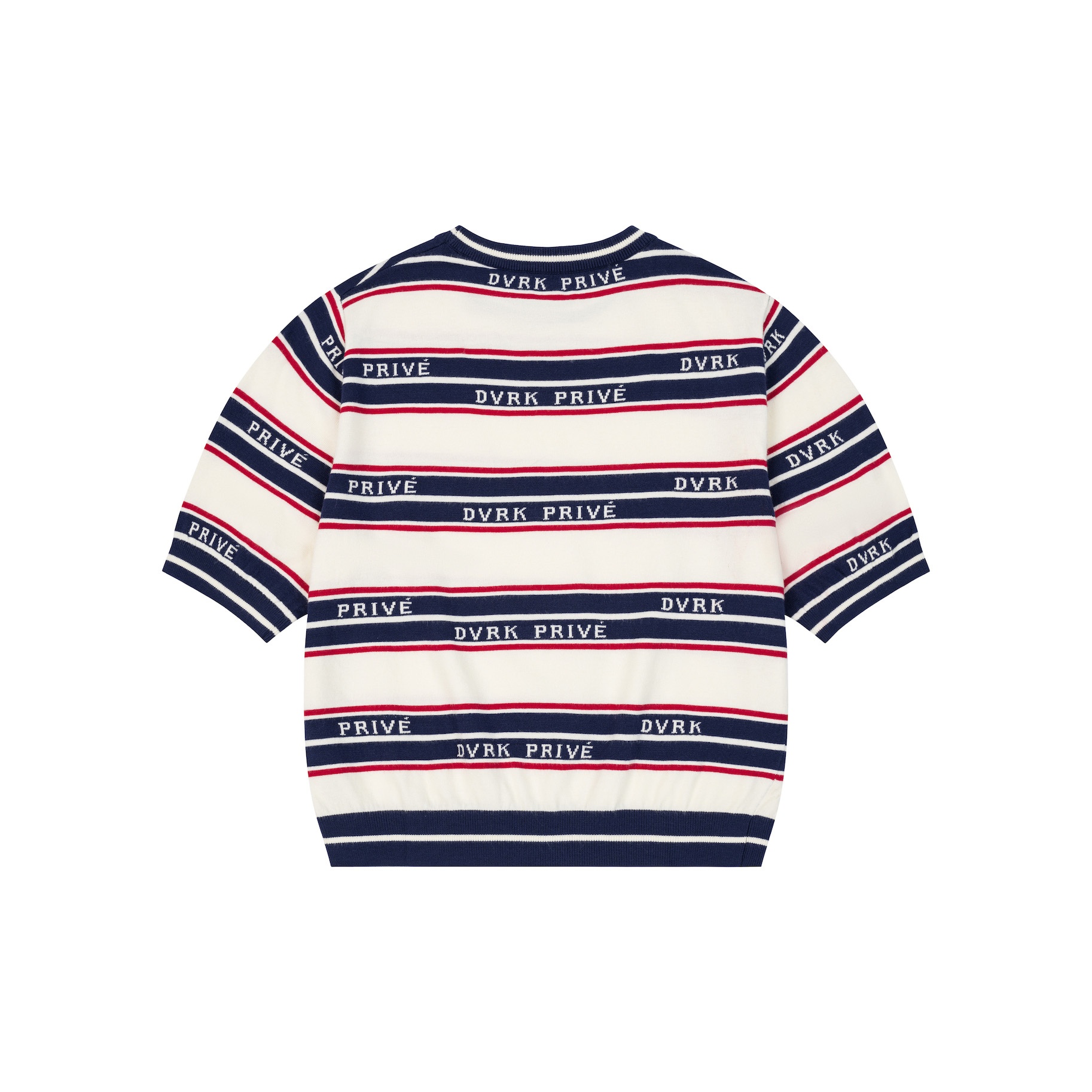 DVRK PRIVÉ STRIPE LOGO KNIT TEE (W) - NAVY/WHITE 2