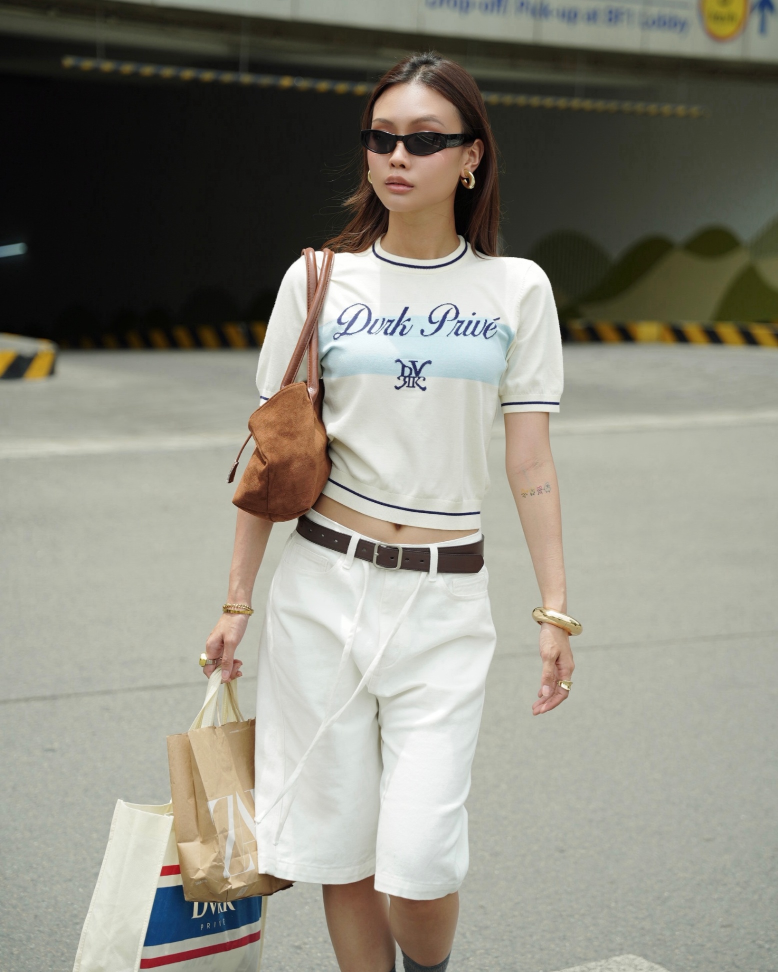 DVRK PRIVÉ BAR LOGO KNIT TEE (W) - WHITE