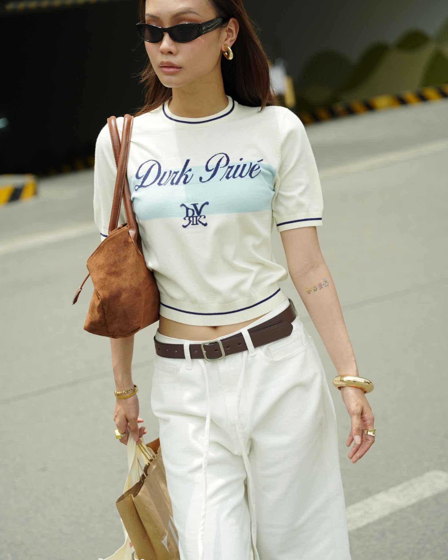DVRK PRIVÉ BAR LOGO KNIT TEE (W) - WHITE 7