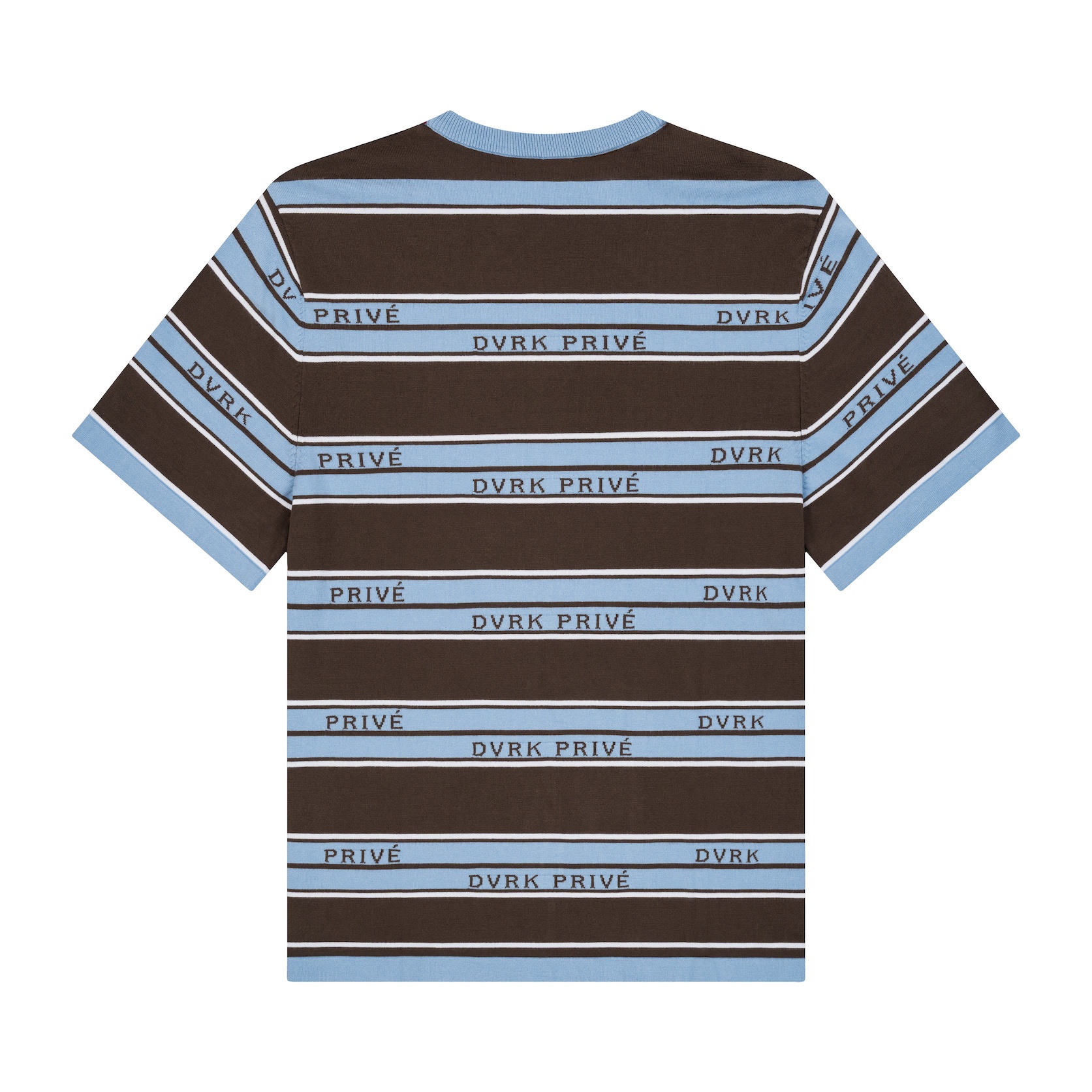 DVRK PRIVÉ BAR STRIPE LOGO KNIT TEE - BLUE/ BROWN 2