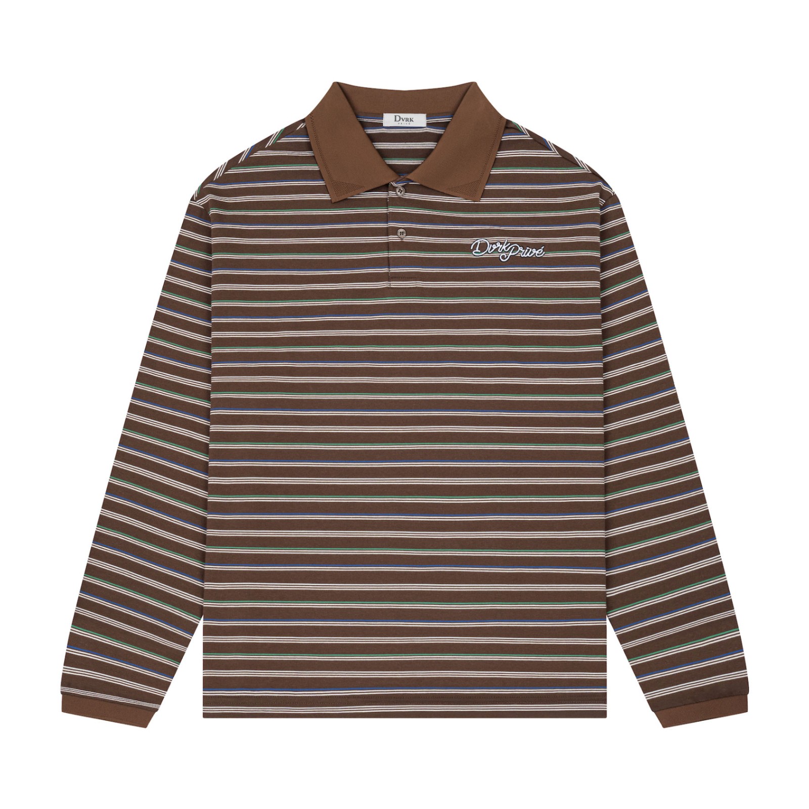 DVRK PRIVÉ THIN STRIPE LONGSLEEVES POLO - BROWN