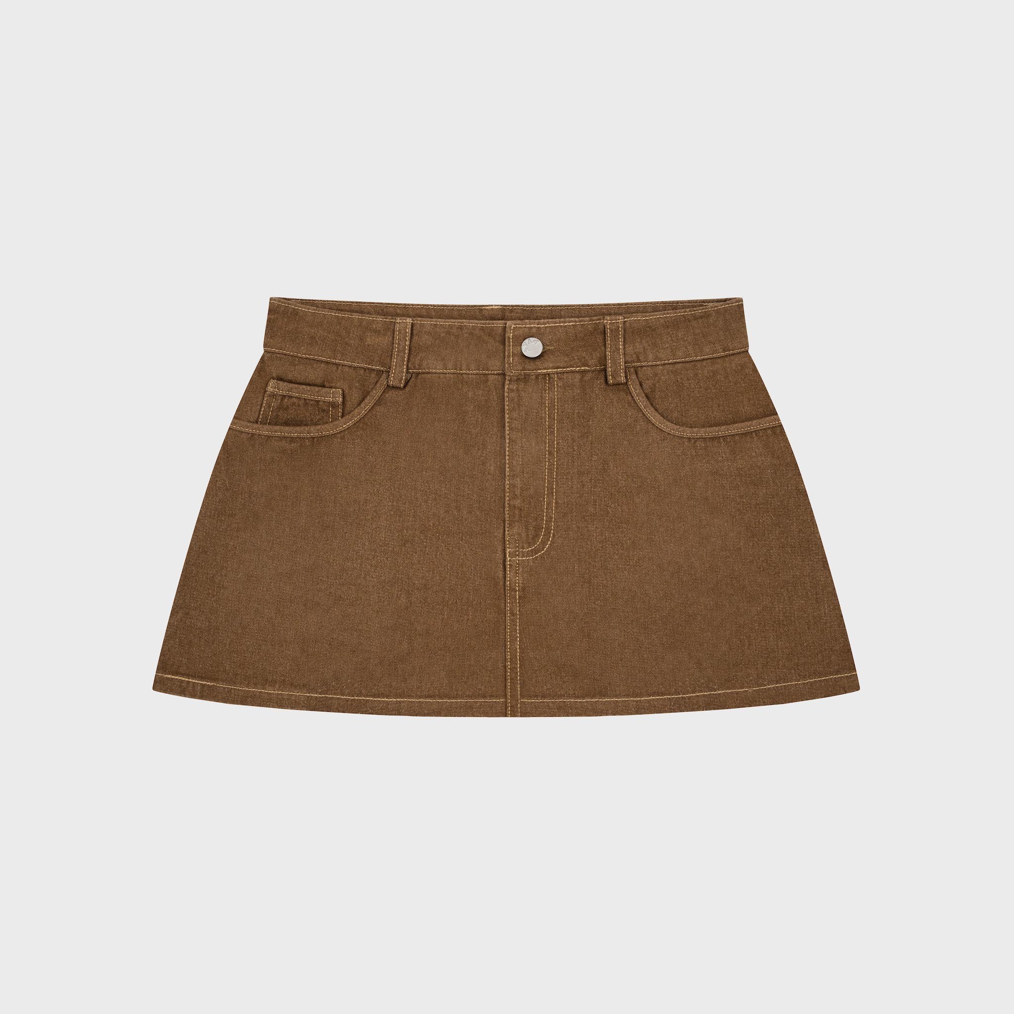 DVRK PRIVÉ LOVER DENIM MINISKIRT - BROWN