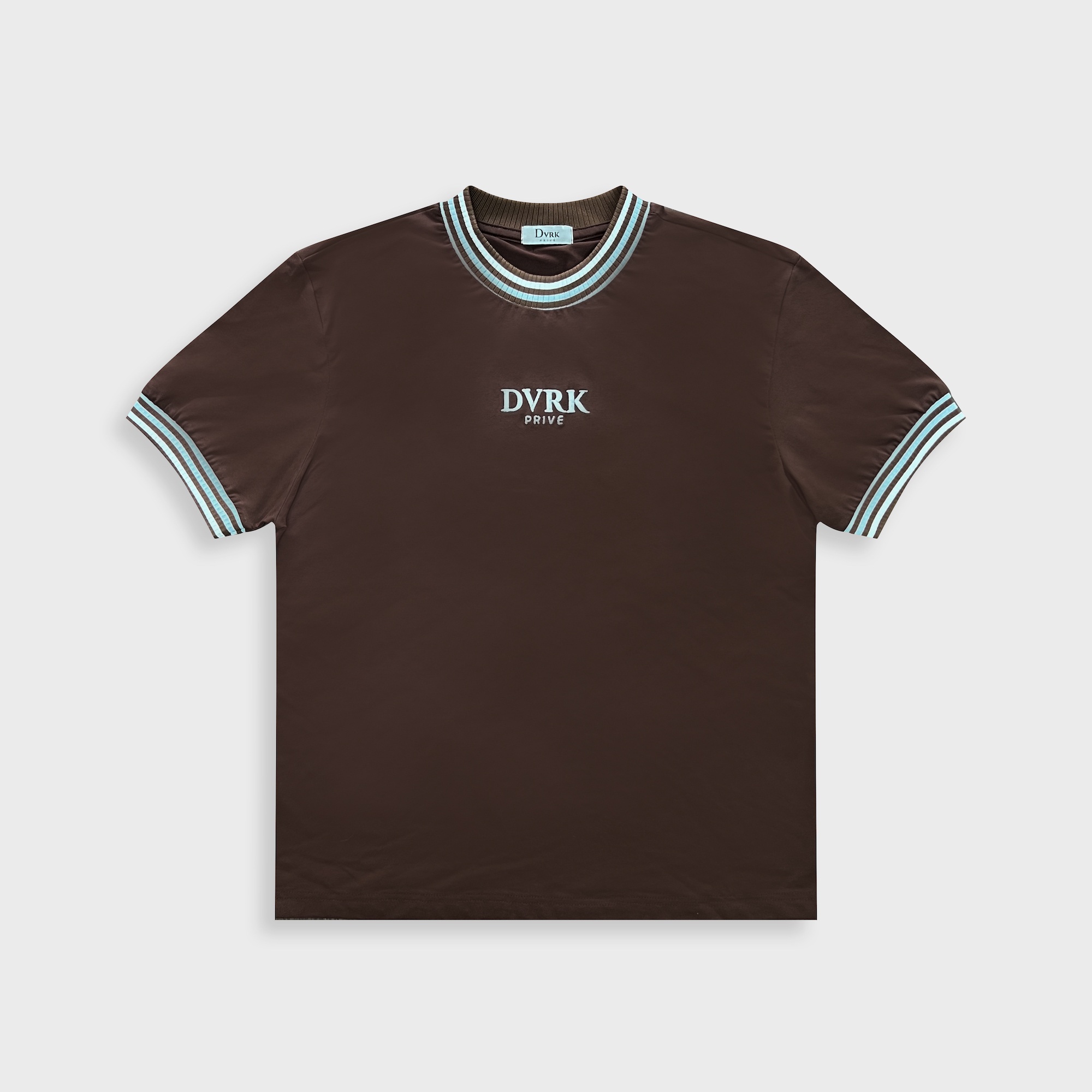 DVRK PRIVÉ STRIPE COLLAR TEE - BROWN