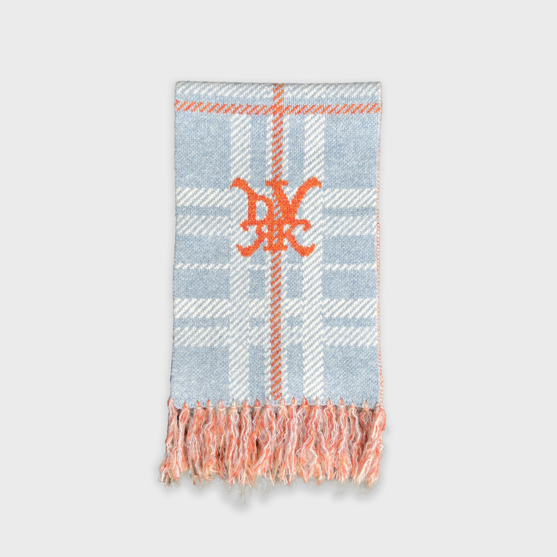DVRK PRIVÉ CHECK LOGO KNITTED SCARF - BLUE