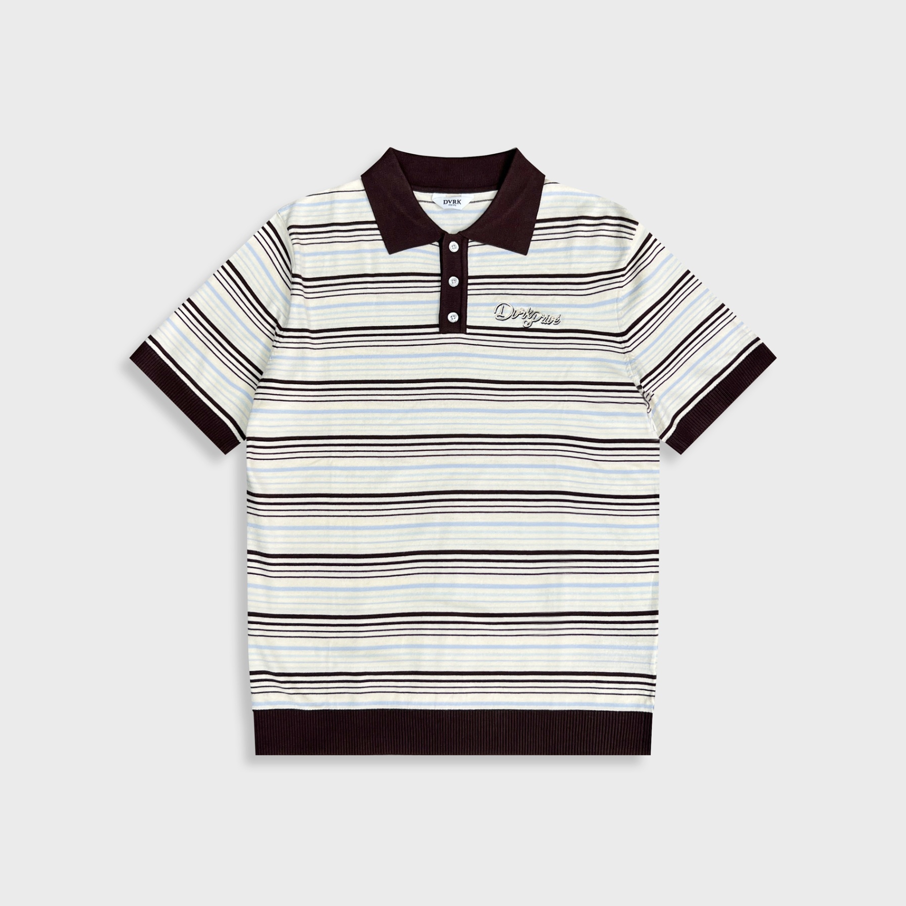 DVRK PRIVÉ STRIPE KNIT REGULAR POLO - BLUE