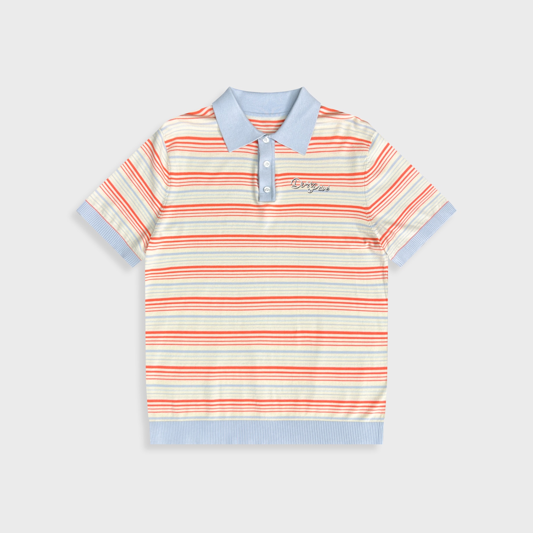 DVRK PRIVÉ STRIPE KNIT REGULAR POLO - SALMON