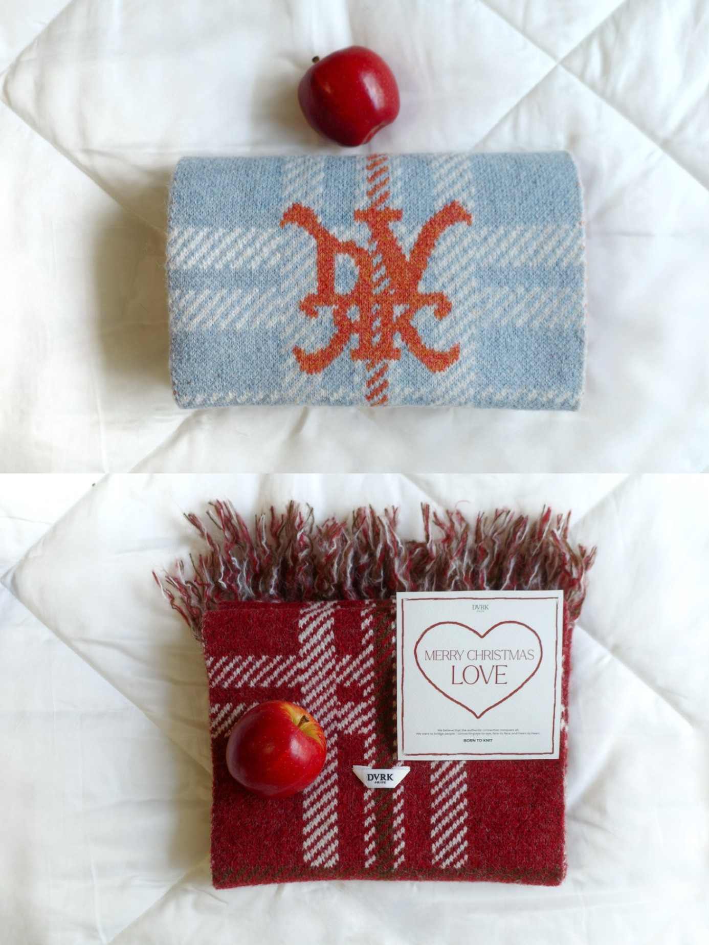 DVRK PRIVÉ CHECK LOGO KNITTED SCARF - BLUE 8