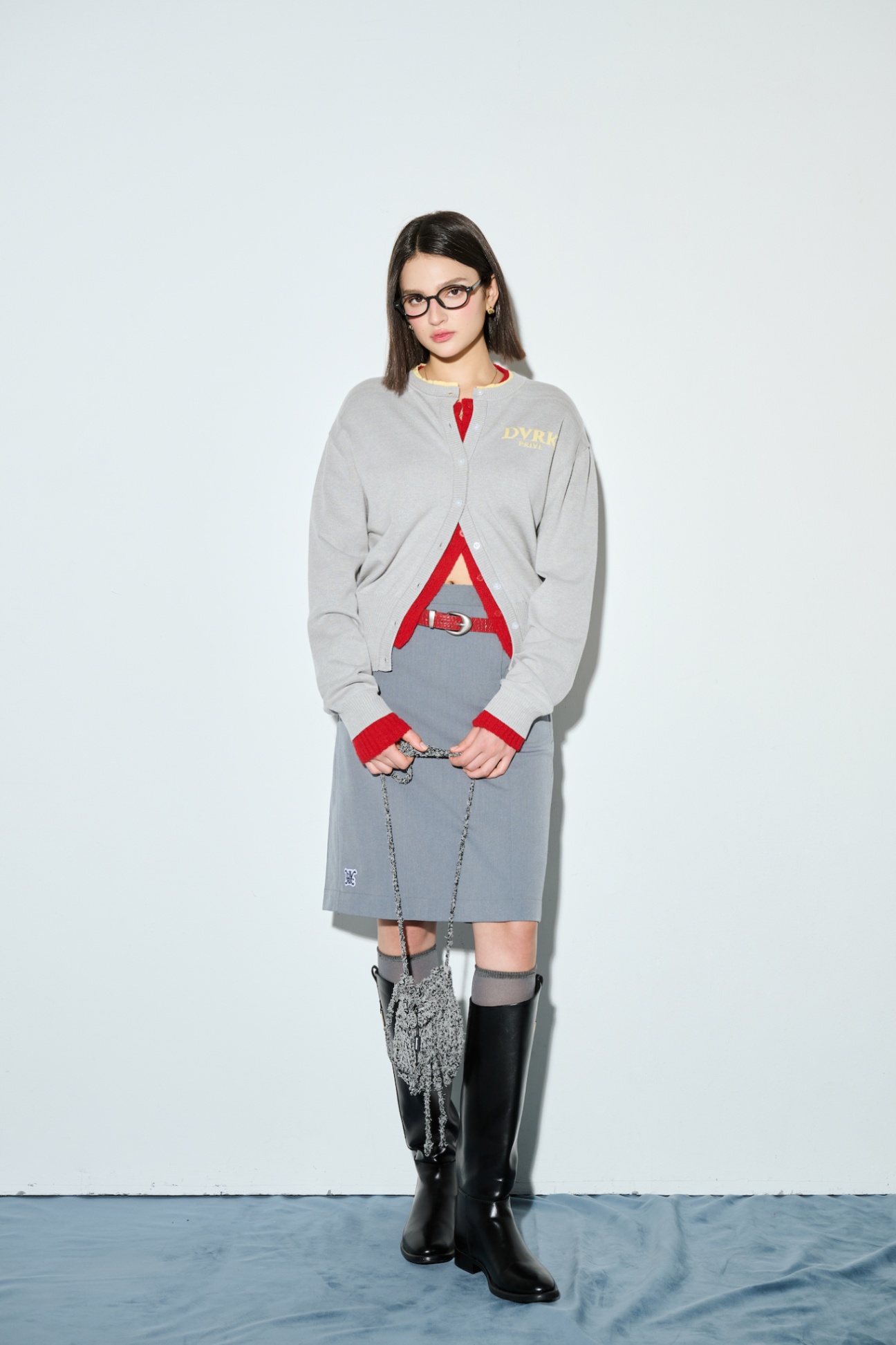 DVRK PRIVÉ LAYER KNIT CROP CARDIGAN - GREY 5