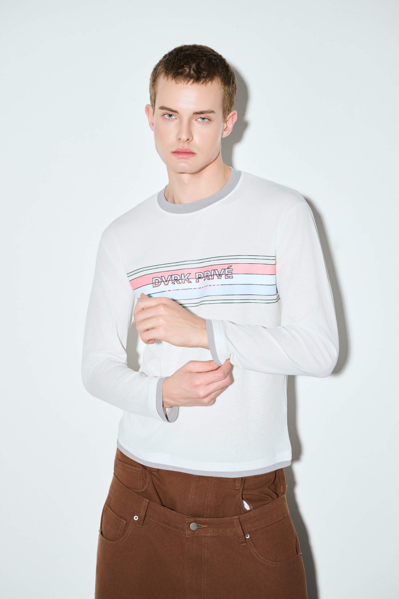 DVRK PRIVÉ MULTISTRIPE LONGSLEEVES TEE - WHITE