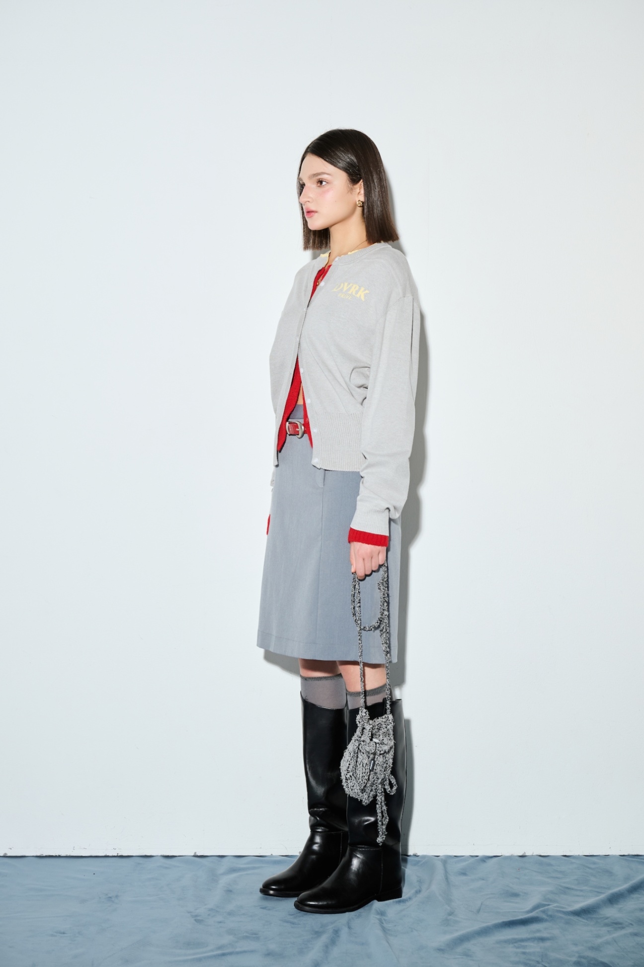 DVRK PRIVÉ LAYER KNIT CROP CARDIGAN - GREY 7