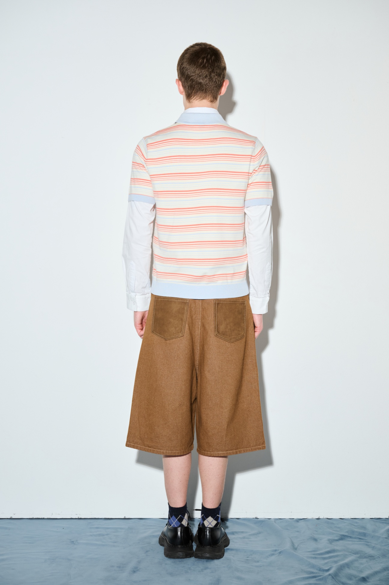 DVRK PRIVÉ STRIPE KNIT REGULAR POLO - SALMON