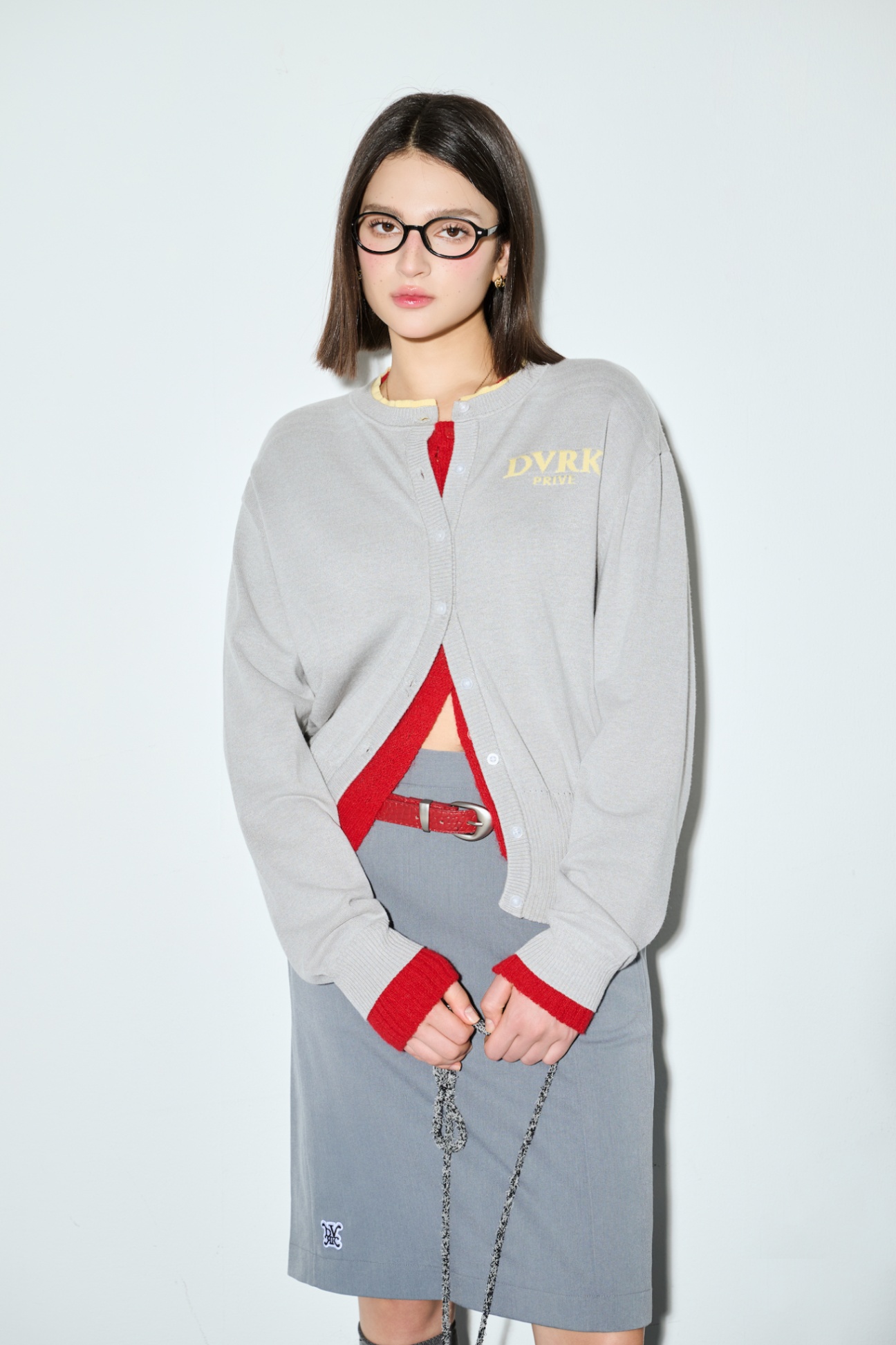 DVRK PRIVÉ LAYER KNIT CROP CARDIGAN - GREY 8