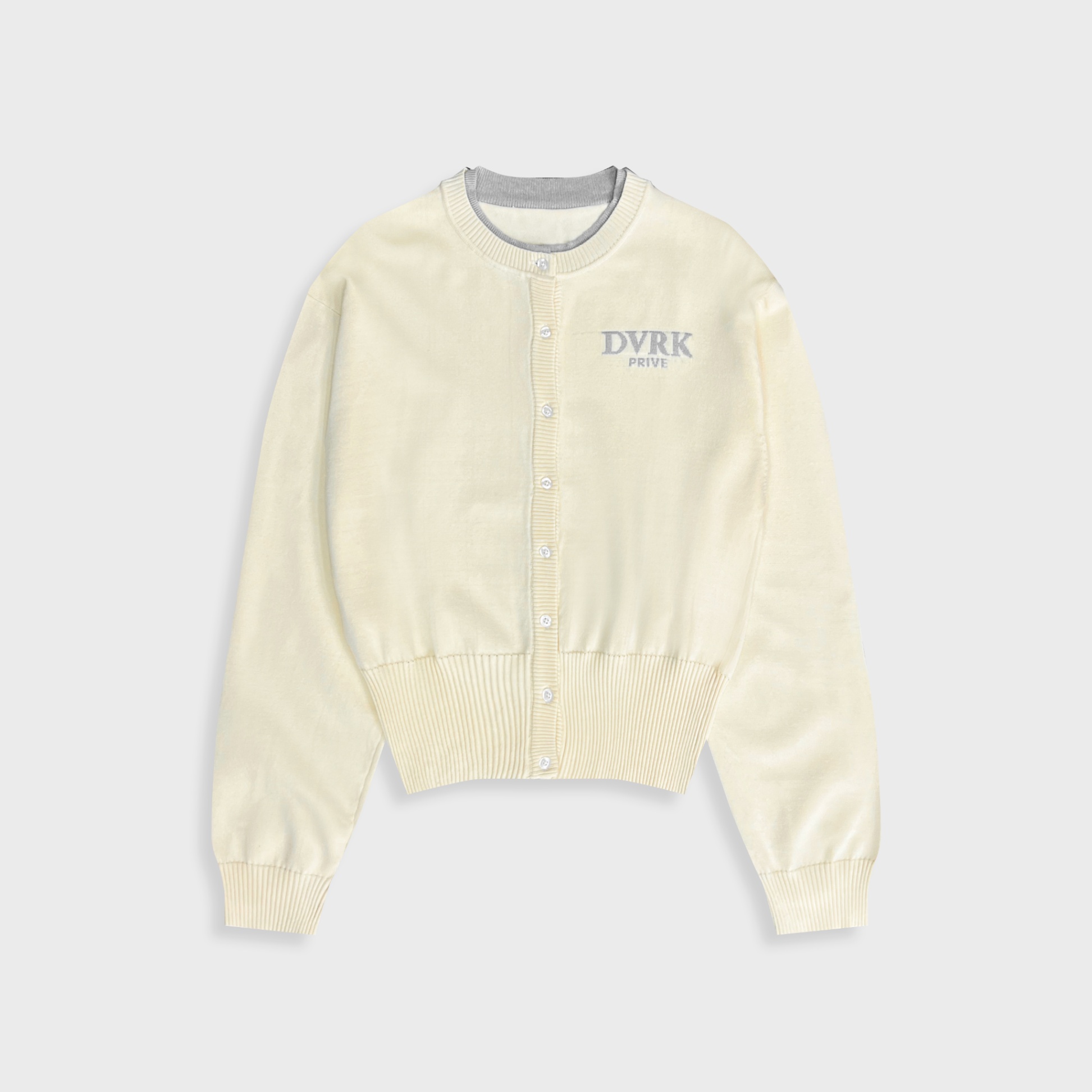 DVRK PRIVÉ LAYER KNIT CROP CARDIGAN - CREAM