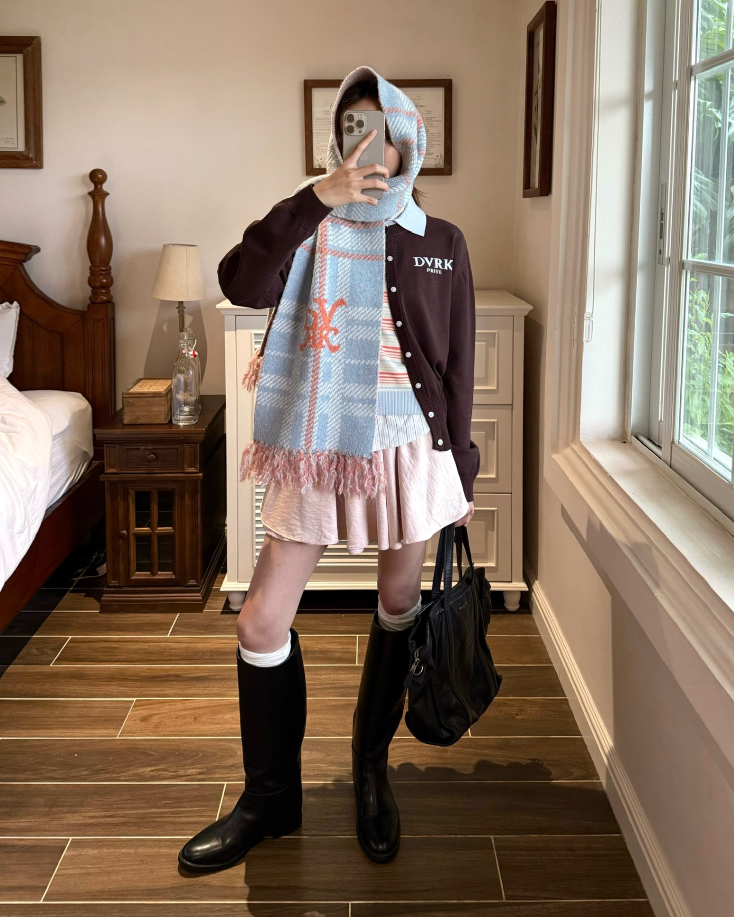 DVRK PRIVÉ LAYER KNIT CROP CARDIGAN - BROWN 2