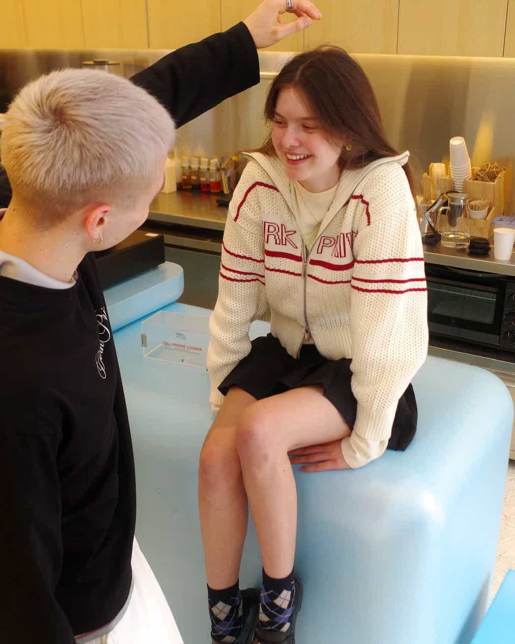 DVRK PRIVÉ STRIPE POINTELLE KNIT JACKET - CREAM