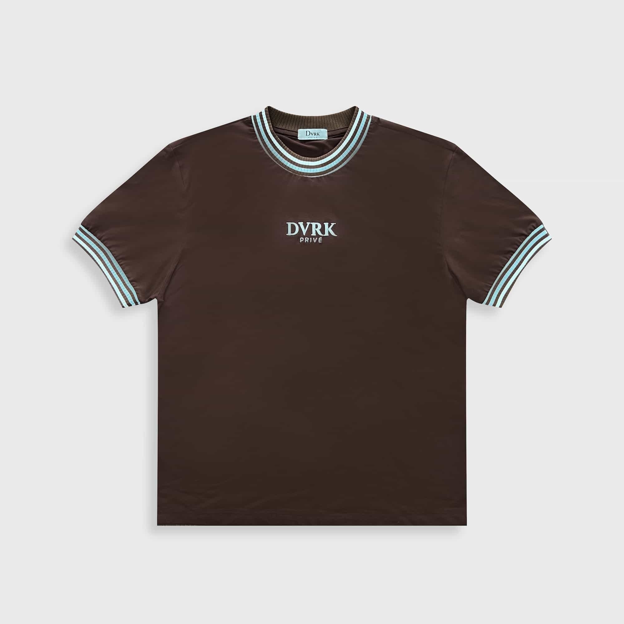 DVRK PRIVÉ STRIPE COLLAR TEE - BROWN