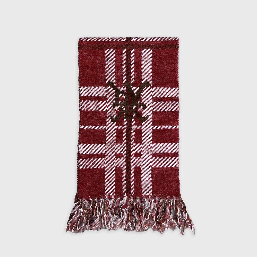 DVRK PRIVÉ CHECK LOGO KNITTED SCARF - RED