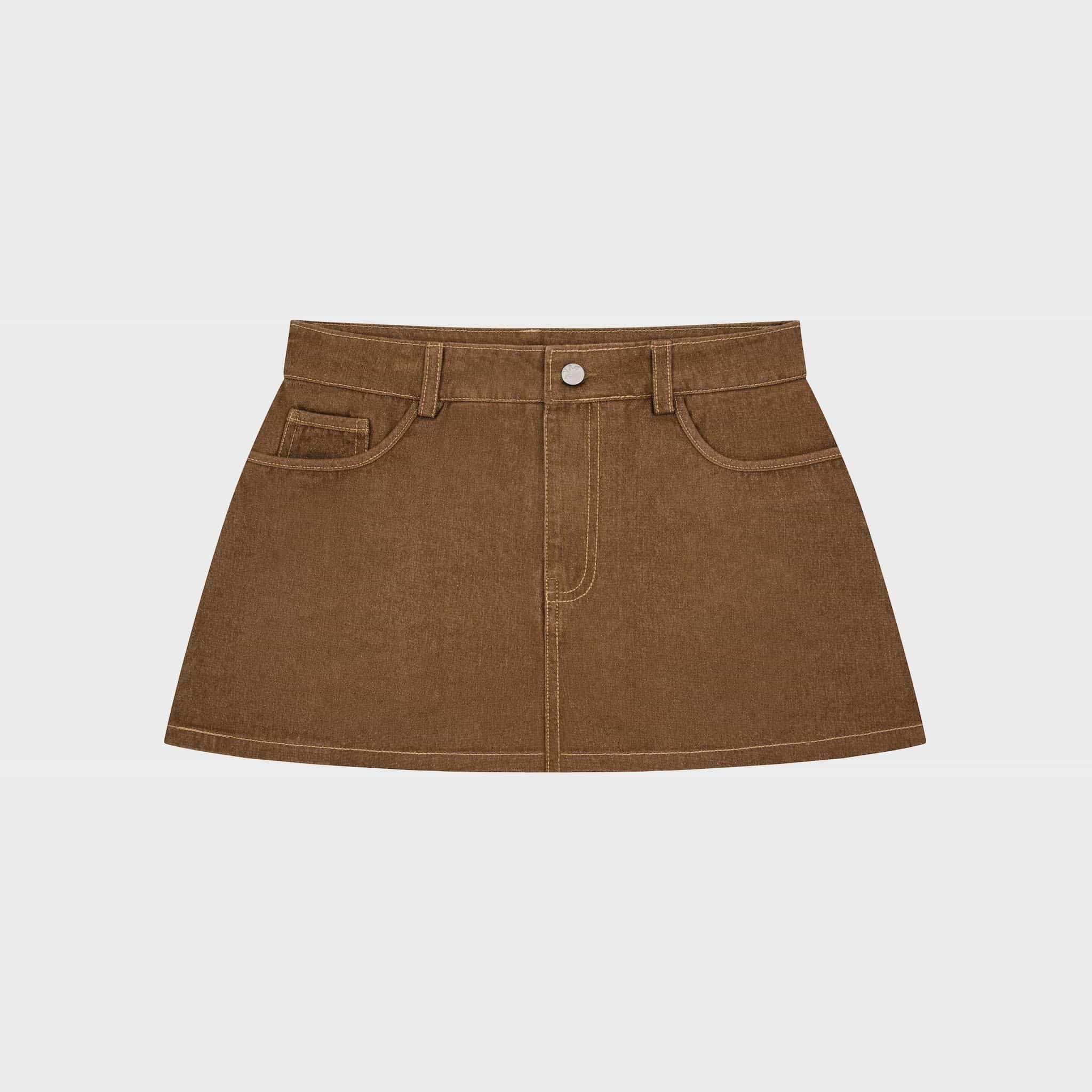 DVRK PRIVÉ LOVER DENIM MINISKIRT - BROWN