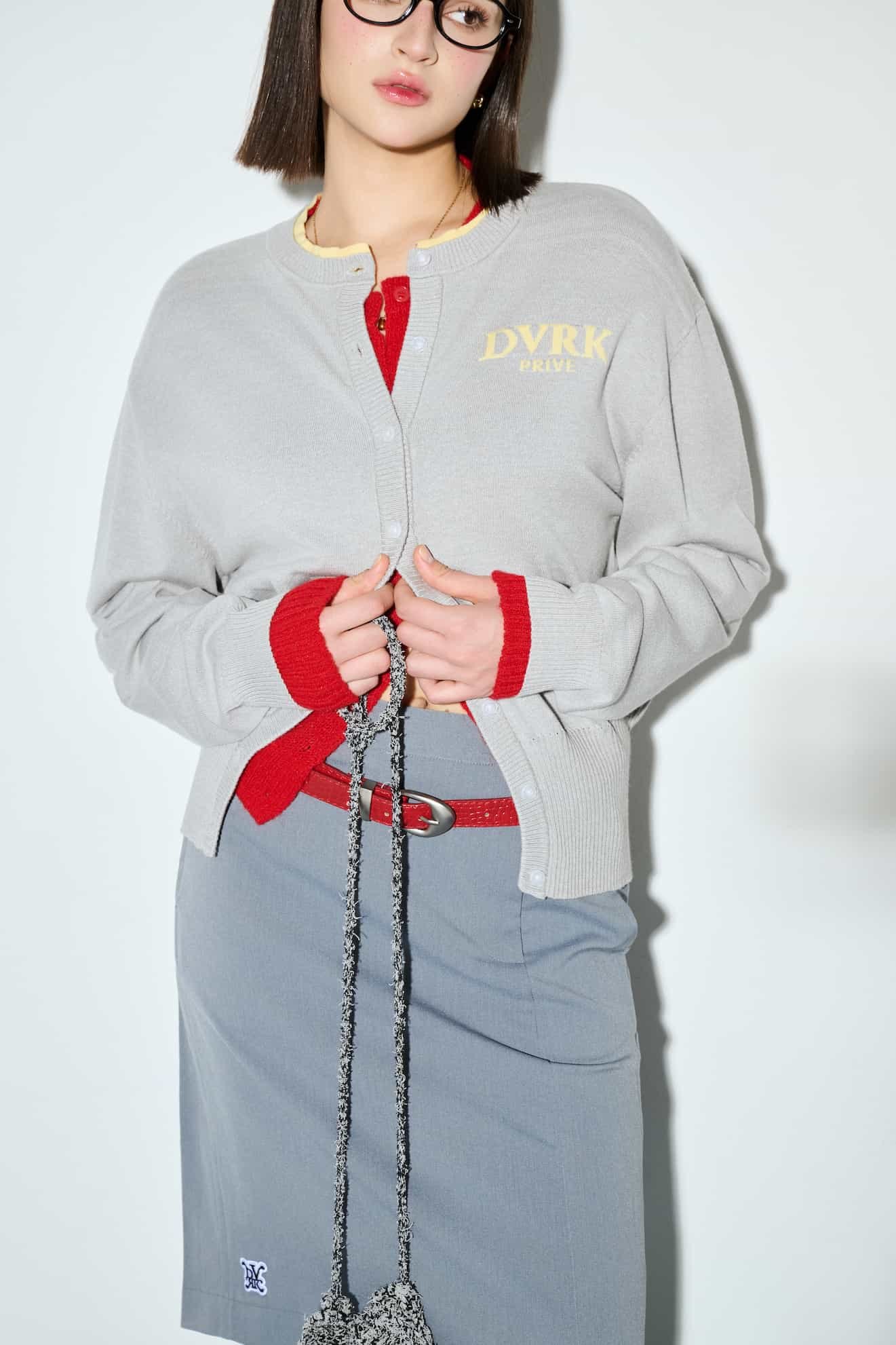 DVRK PRIVÉ LAYER KNIT CROP CARDIGAN - GREY 13