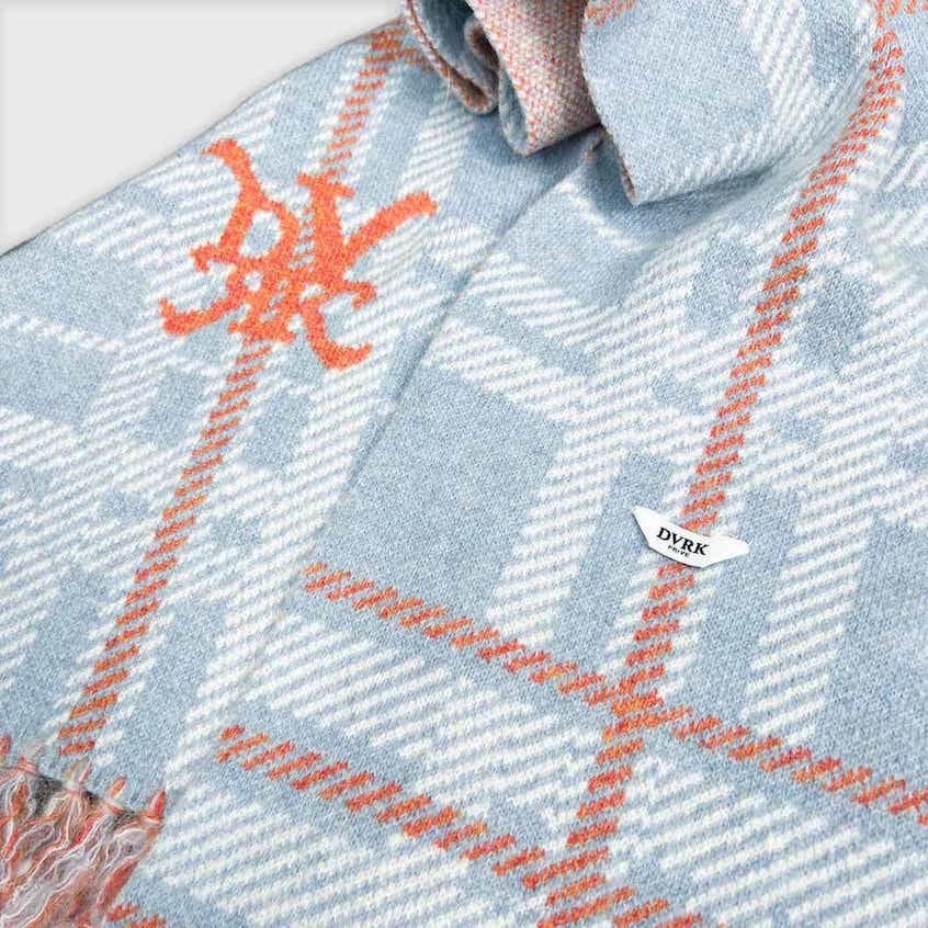 DVRK PRIVÉ CHECK LOGO KNITTED SCARF - BLUE 2