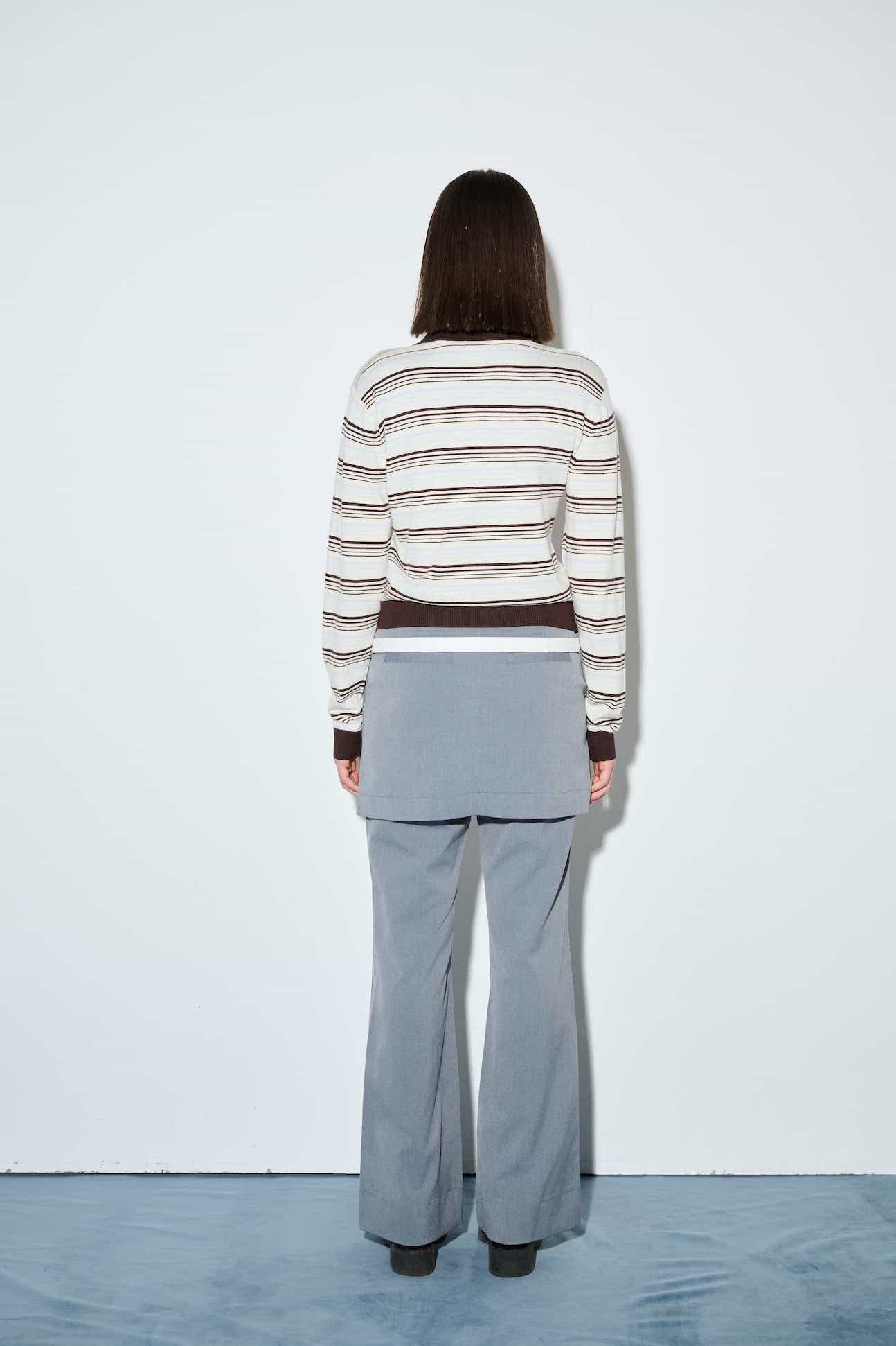 DVRK PRIVÉ STRIPE KNIT LONGSLEEVES CROP POLO - BLUE 5