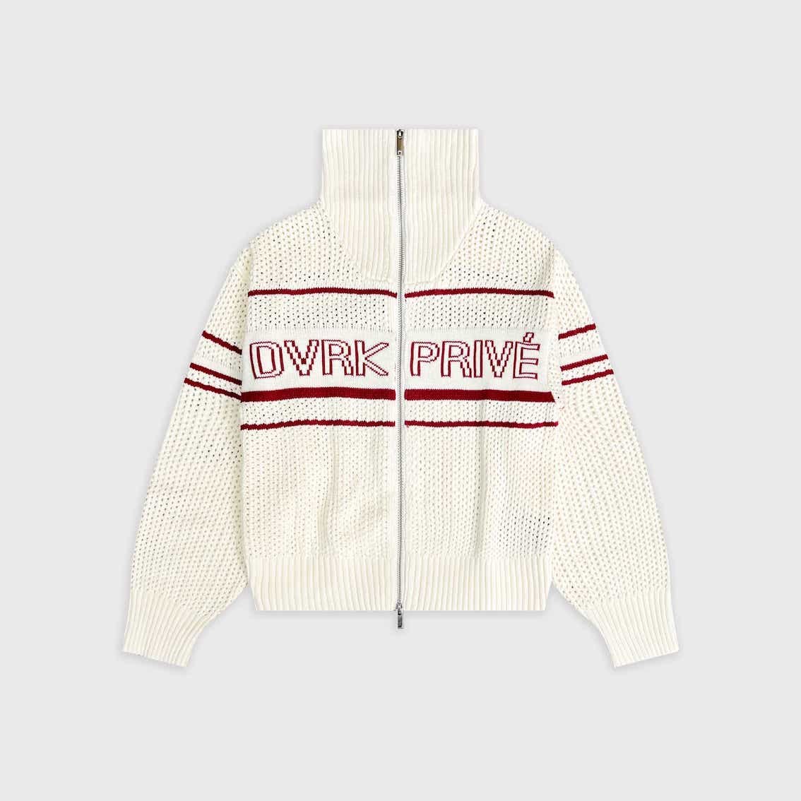 DVRK PRIVÉ STRIPE POINTELLE KNIT JACKET - CREAM