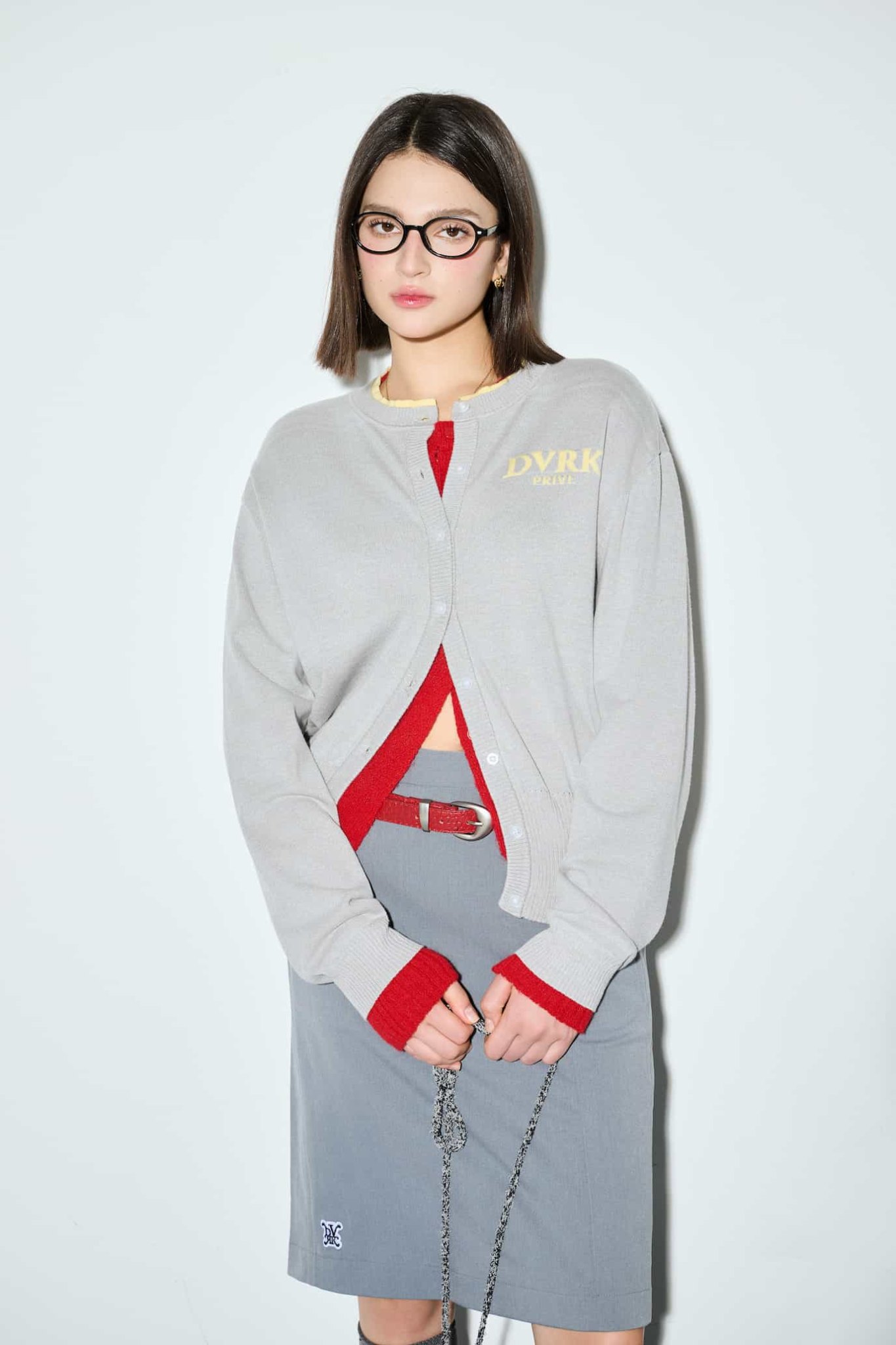 DVRK PRIVÉ LAYER KNIT CROP CARDIGAN - GREY