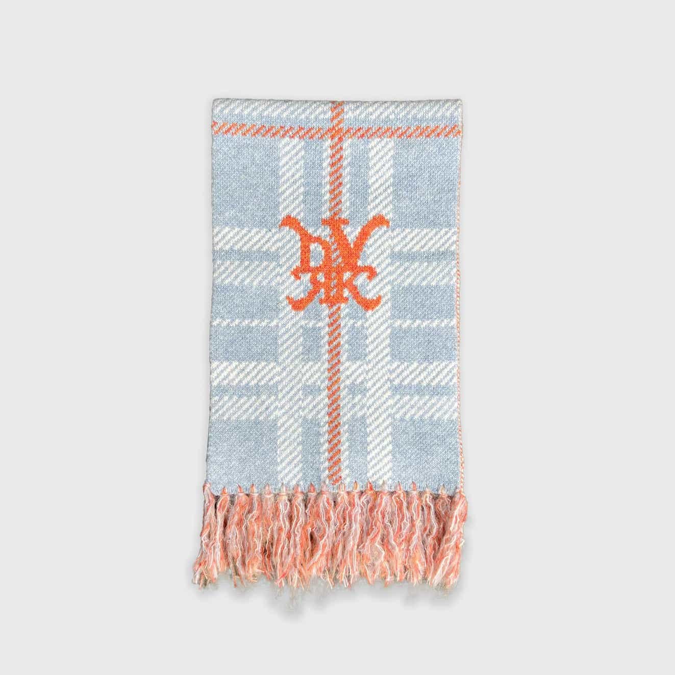 DVRK PRIVÉ CHECK LOGO KNITTED SCARF - BLUE