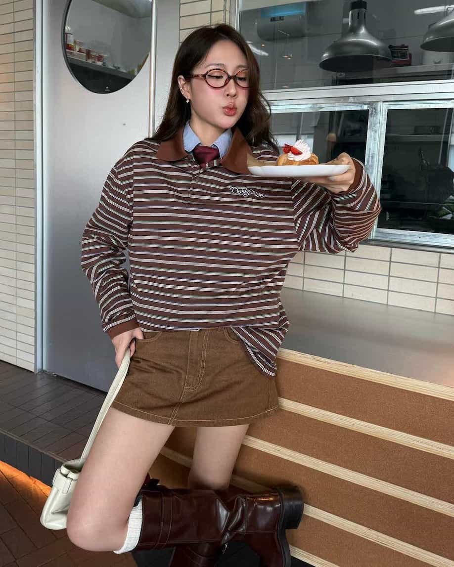 DVRK PRIVÉ LOVER DENIM MINISKIRT - BROWN 2