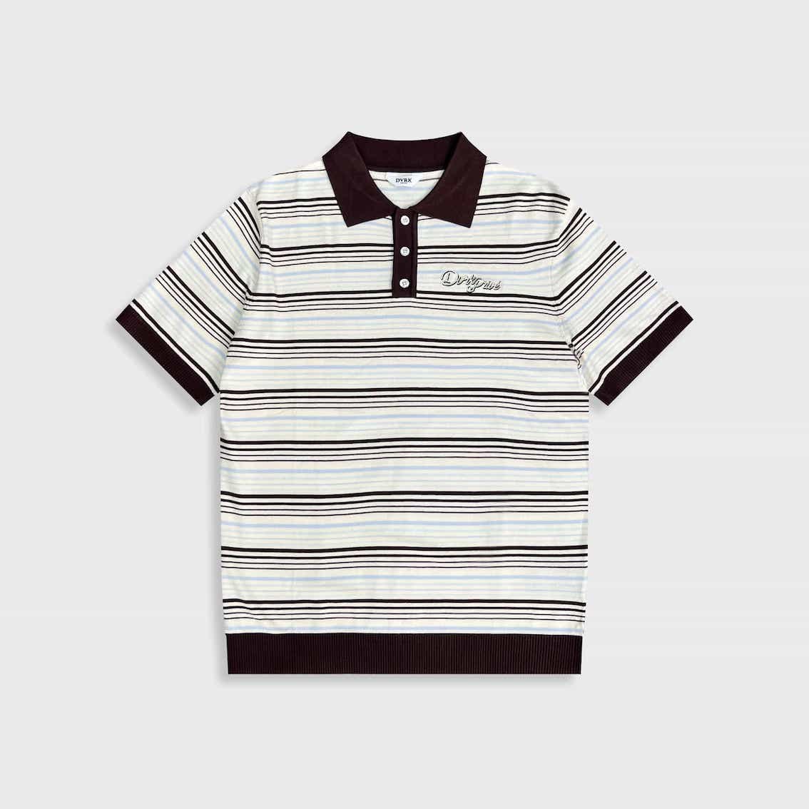 DVRK PRIVÉ STRIPE KNIT REGULAR POLO - BLUE