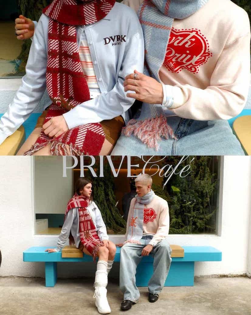 DVRK PRIVÉ CHECK LOGO KNITTED SCARF - BLUE 7