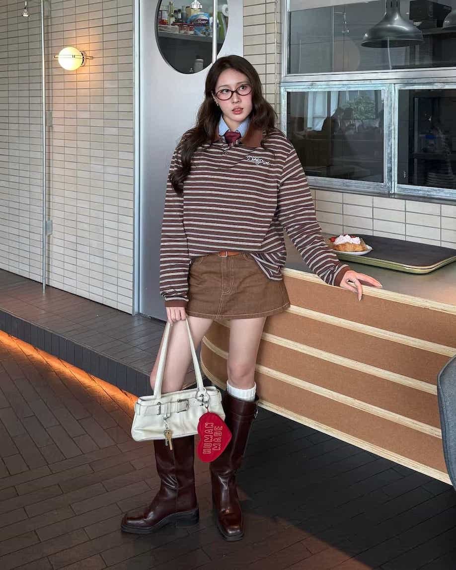 DVRK PRIVÉ LOVER DENIM MINISKIRT - BROWN