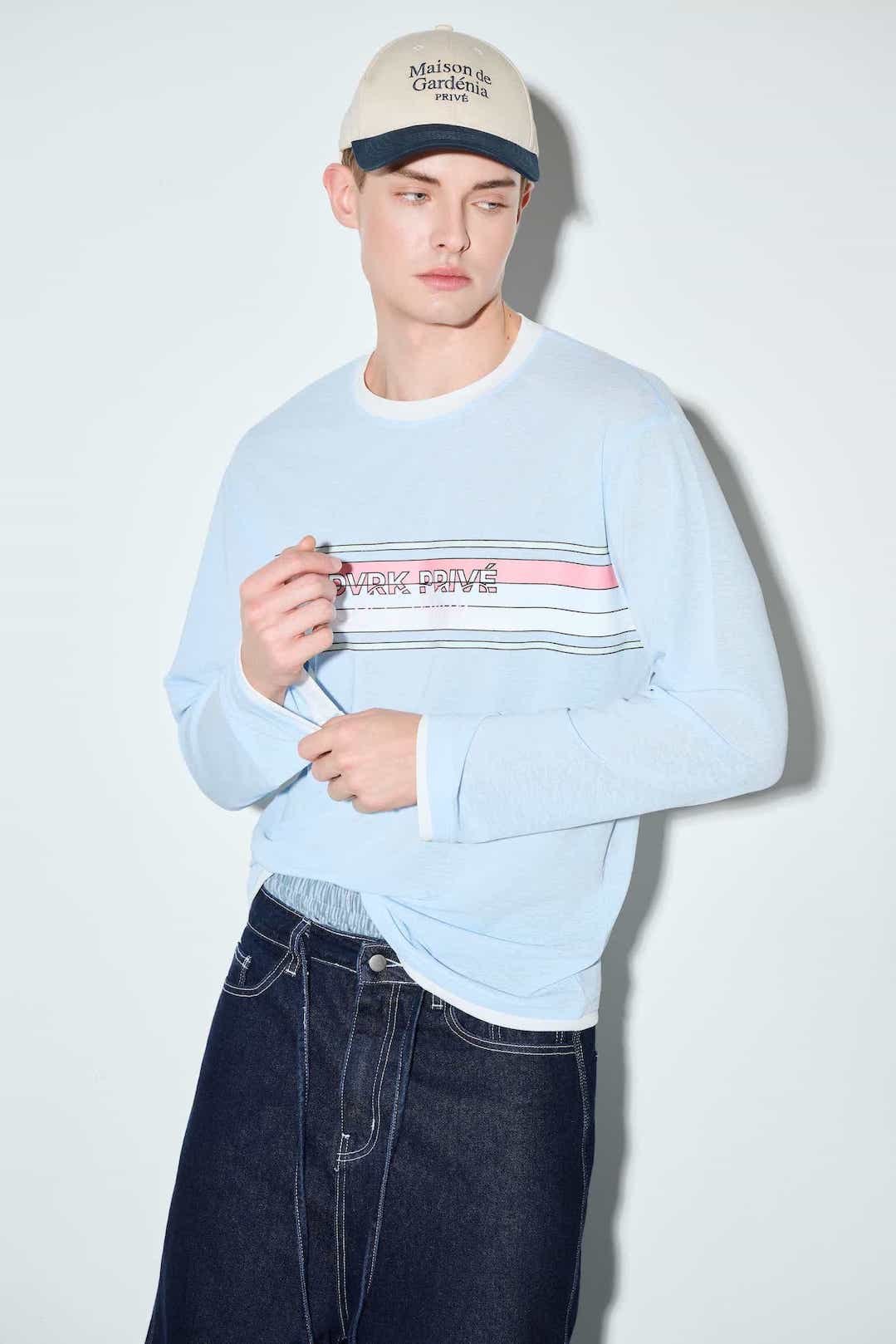 DVRK PRIVÉ MULTISTRIPE LONGSLEEVES TEE - LIGHT BLUE