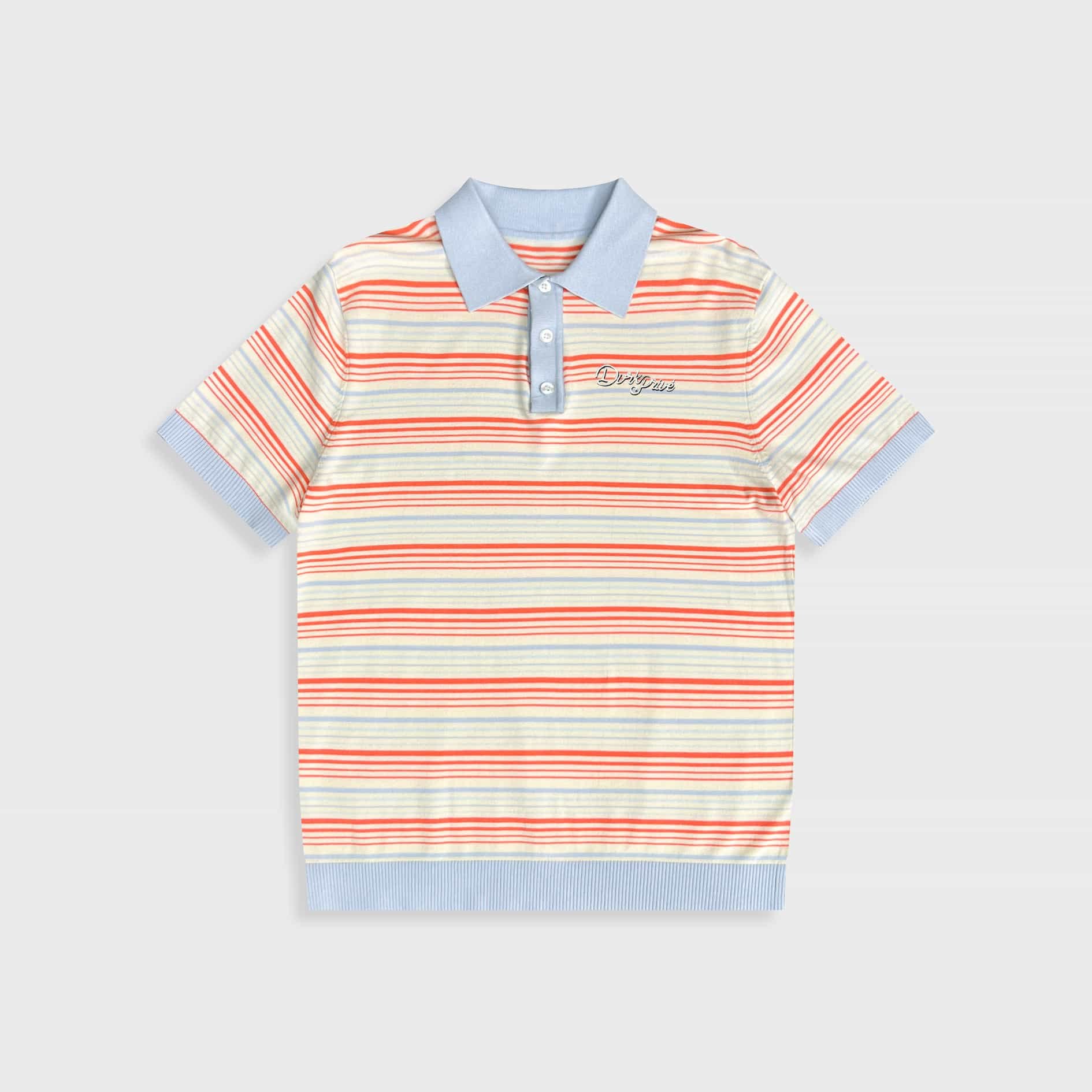 DVRK PRIVÉ STRIPE KNIT REGULAR POLO - SALMON