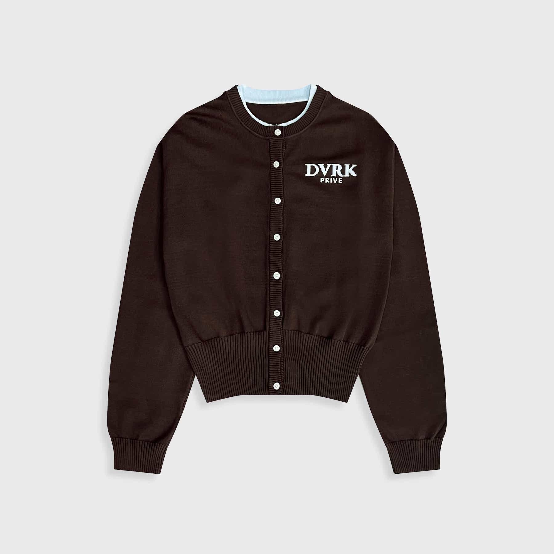 DVRK PRIVÉ LAYER KNIT CROP CARDIGAN - BROWN