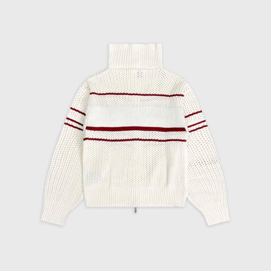 DVRK PRIVÉ STRIPE POINTELLE KNIT JACKET - CREAM 4