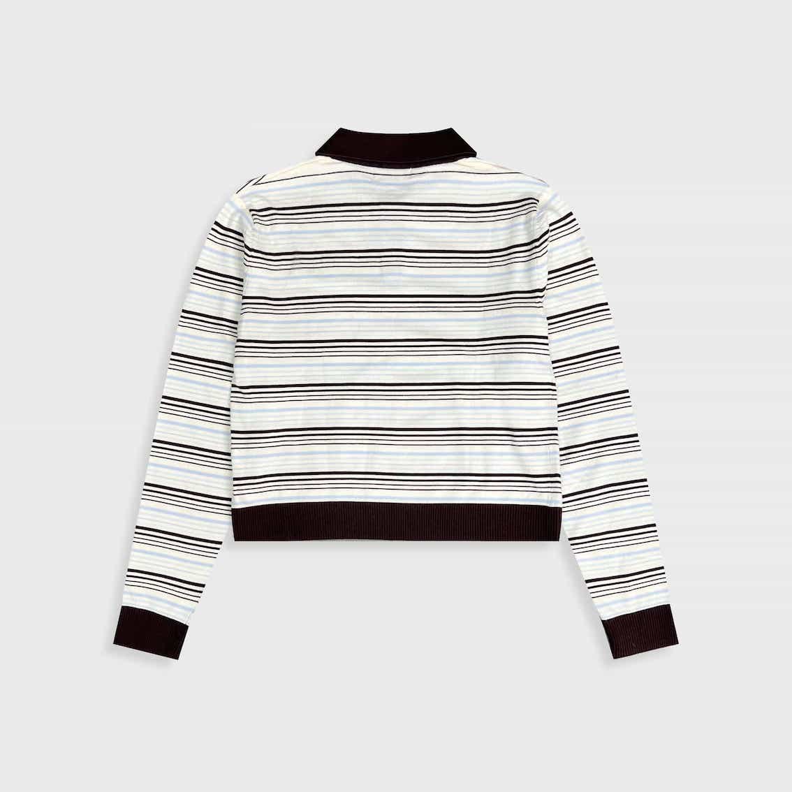 DVRK PRIVÉ STRIPE KNIT LONGSLEEVES CROP POLO - BLUE 2